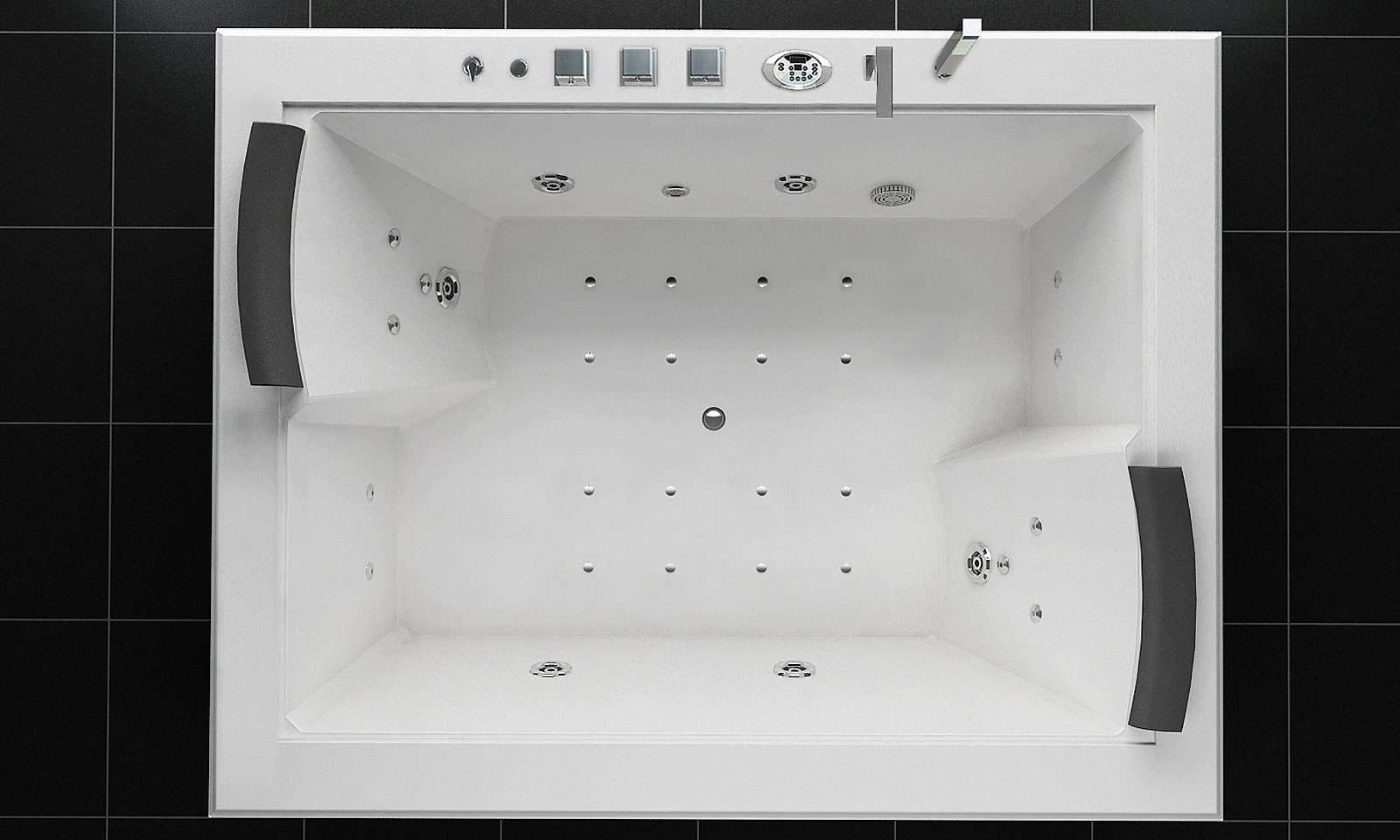 Jet-Line Whirlpool-Badewanne Whirlpool XXL 2 Personen BABILON weiss 180 x 141.5