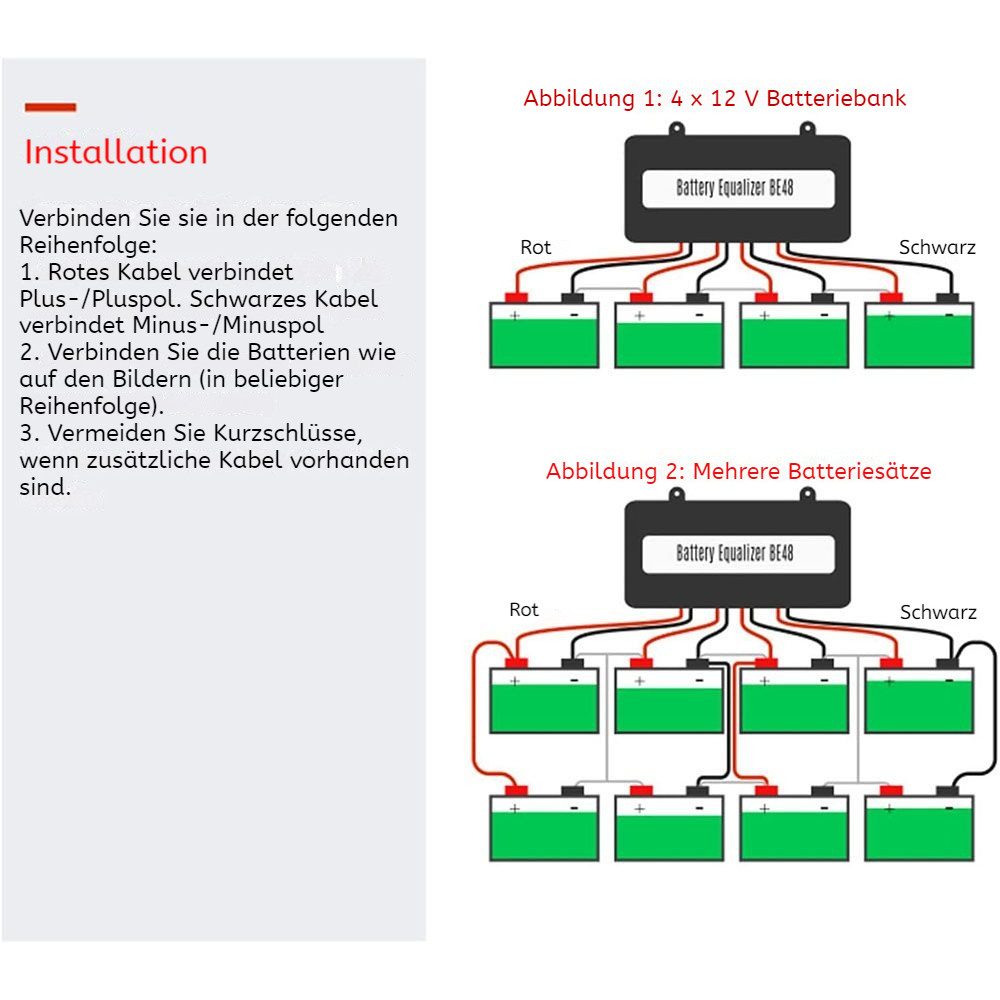 VIVIHEYDAY Batterie Ladungsausgleicher Ausgleichslader Balancer 2.4V 3.6V 6V 9V Bleiakku-Ladegerät (12V Solar Akku - HA02 HC02)