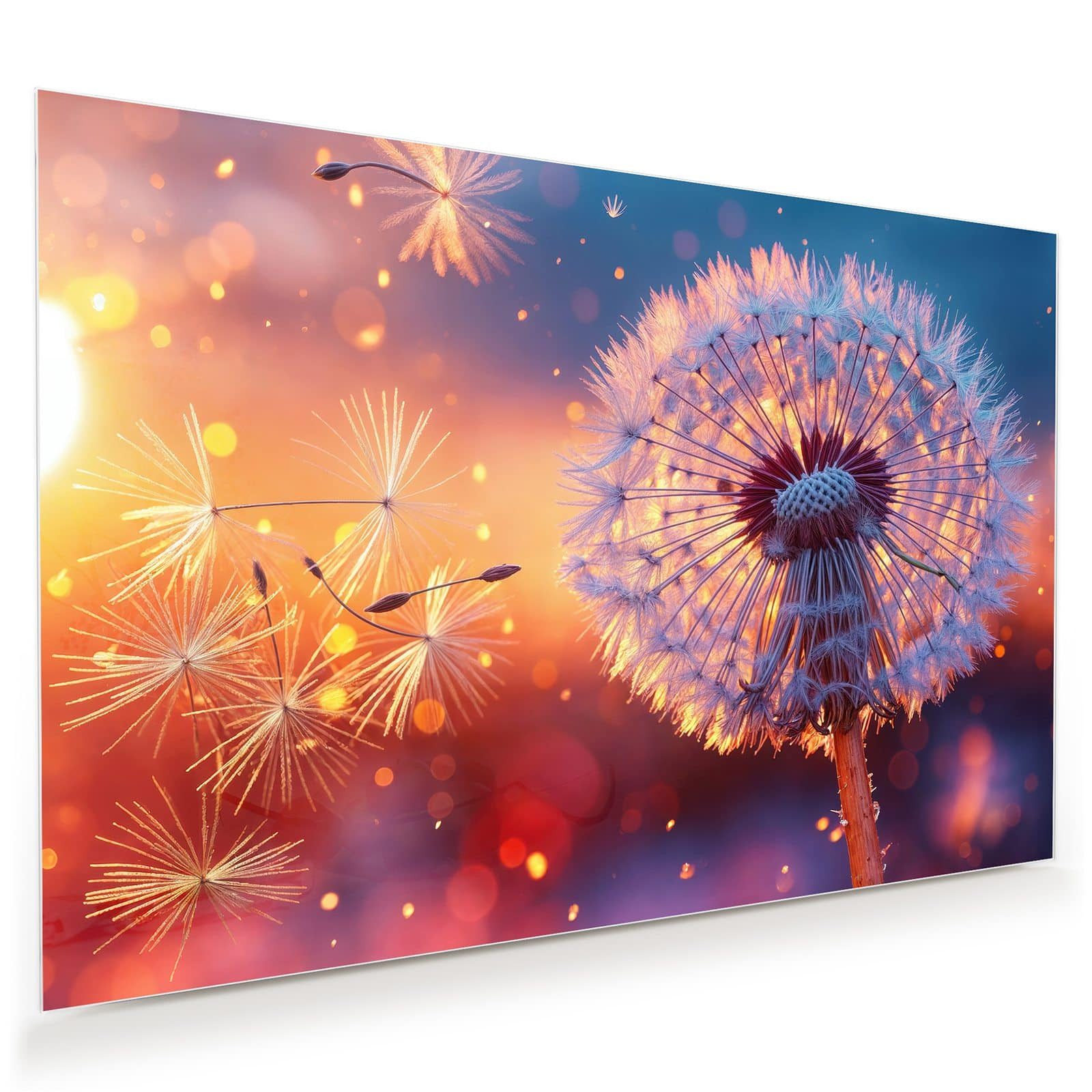 Primedeco Glasbild Wandbild Pusteblume Sonnenuntergang mit Aufhängung, Blum günstig online kaufen