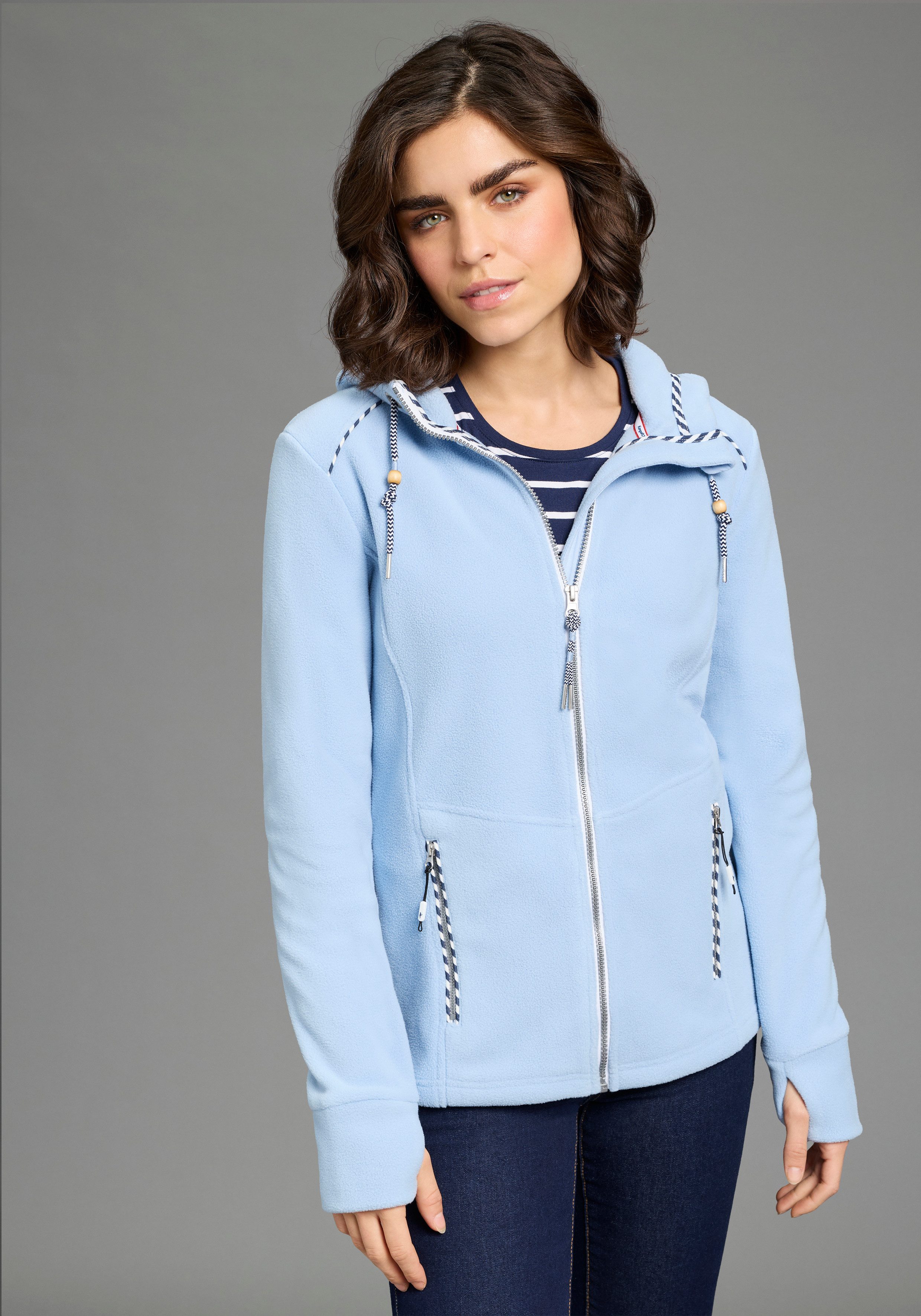 KangaROOS Fleecejacke figurbetonte Passform, mit Kapuze und Kordelzug, Über günstig online kaufen