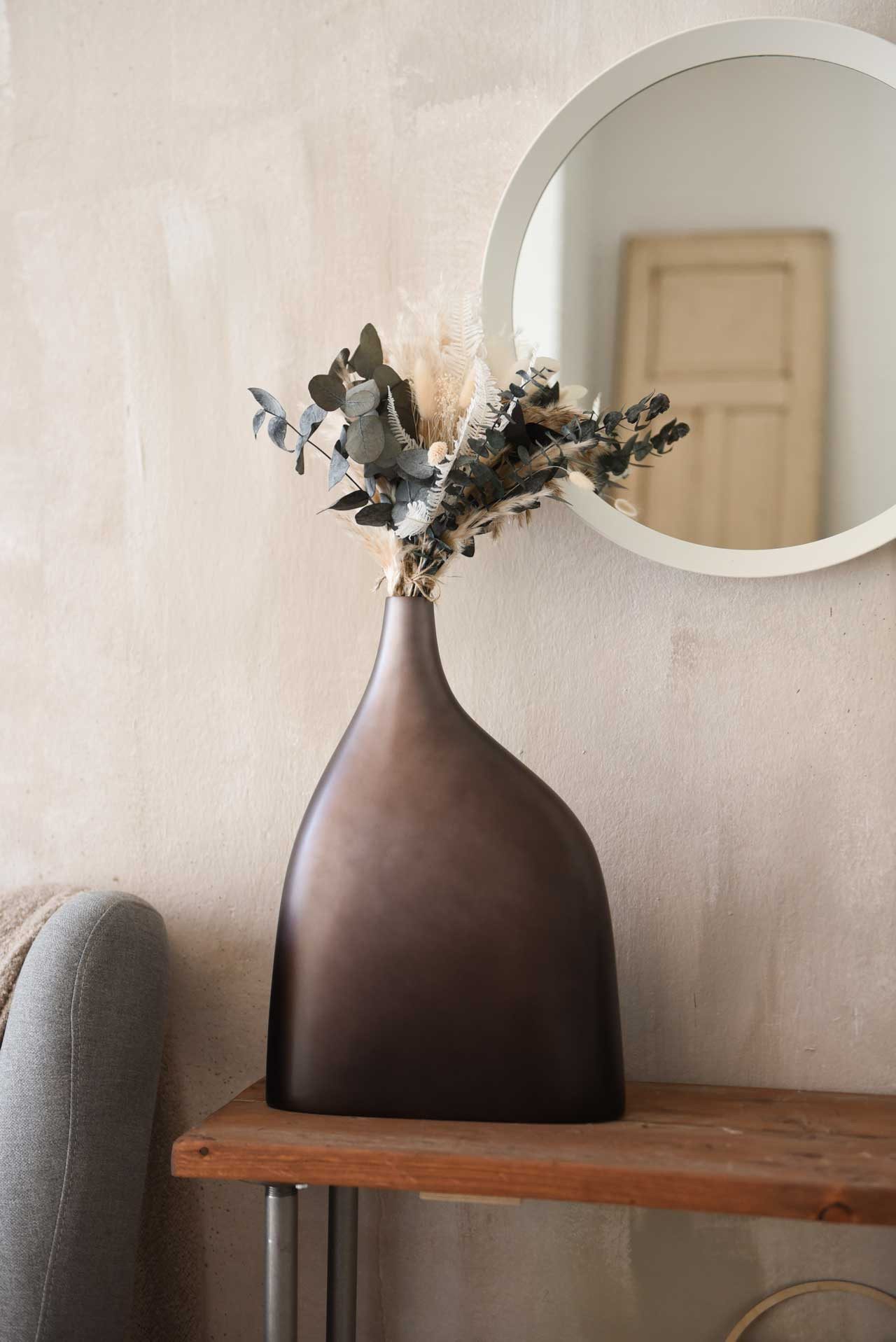 VIVANNO Bodenvase Fiberglas ELEGANTA Rund - Bronze Matt (1 St), 24x9x30 cm günstig online kaufen