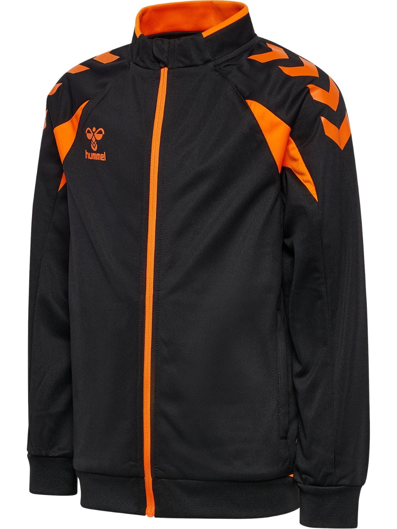 Trainingsjacke hmlCORE 2.0 Track Zip (100% rec. Polyester) schwarz/orange Jungen
