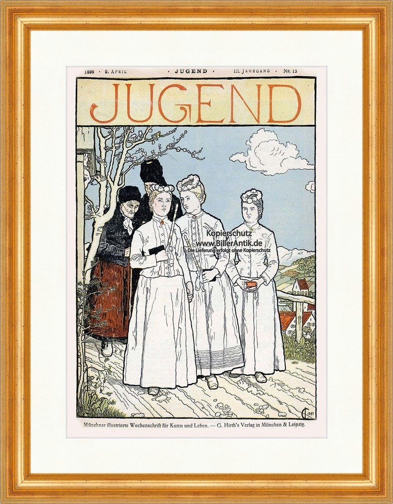 Kunstdruck Titelseite der Nummer 15 von 1898 Julius Carben Tracht Jugend 3118 Ger, (1 St)