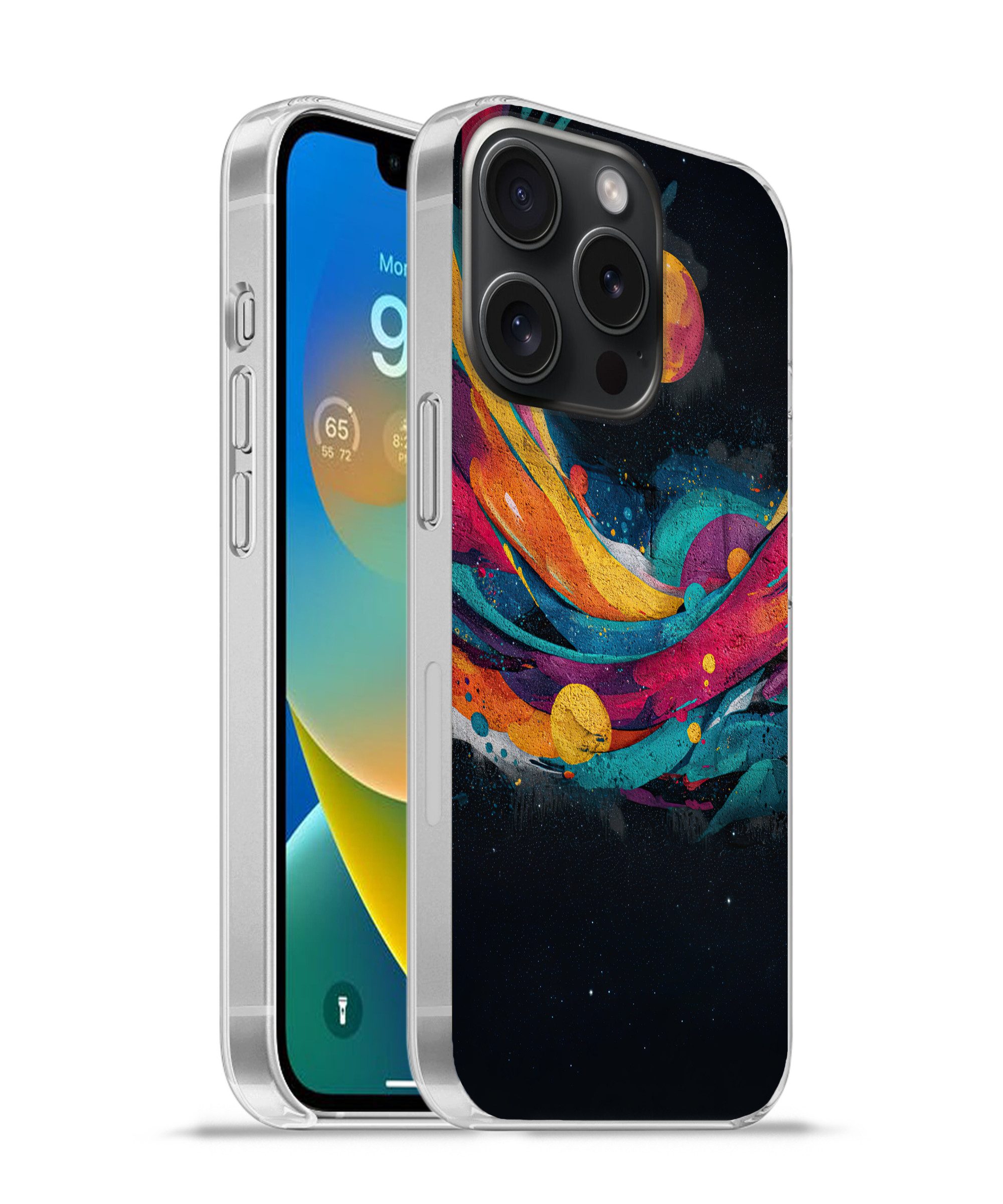 MuchoWow Handyhülle für Apple iPhone 15 Pro Bahnen - Wellen - Bunt - Abstrakt, Smartphone-Bumper, Print, Handy Schutzhülle Dünn