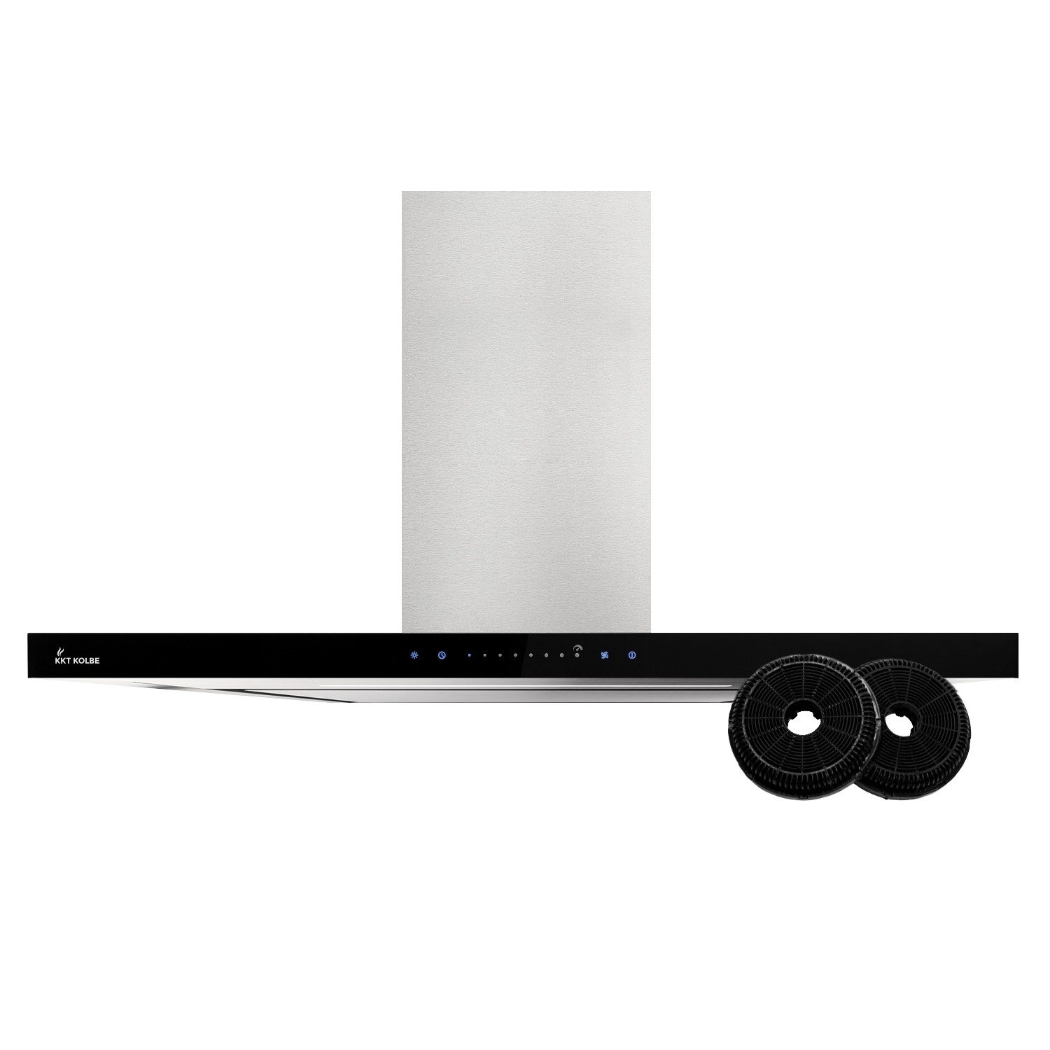 KKT KOLBE Wandhaube Wandhaube Dunstabzugshaube 90cm FLAT9006ED Abzugshaube / Edelstahl / Schwarz / Glas / WIFI / 9 Stufen / LED