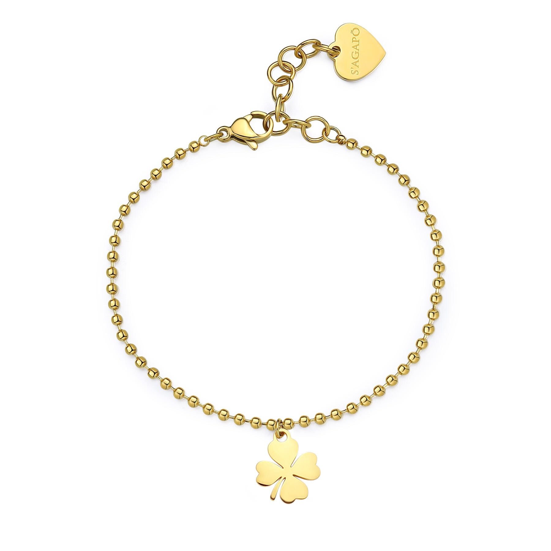 s'agapo Armband Beliebtes vergoldetes Armband mit vierblättrigem Kleeblatt