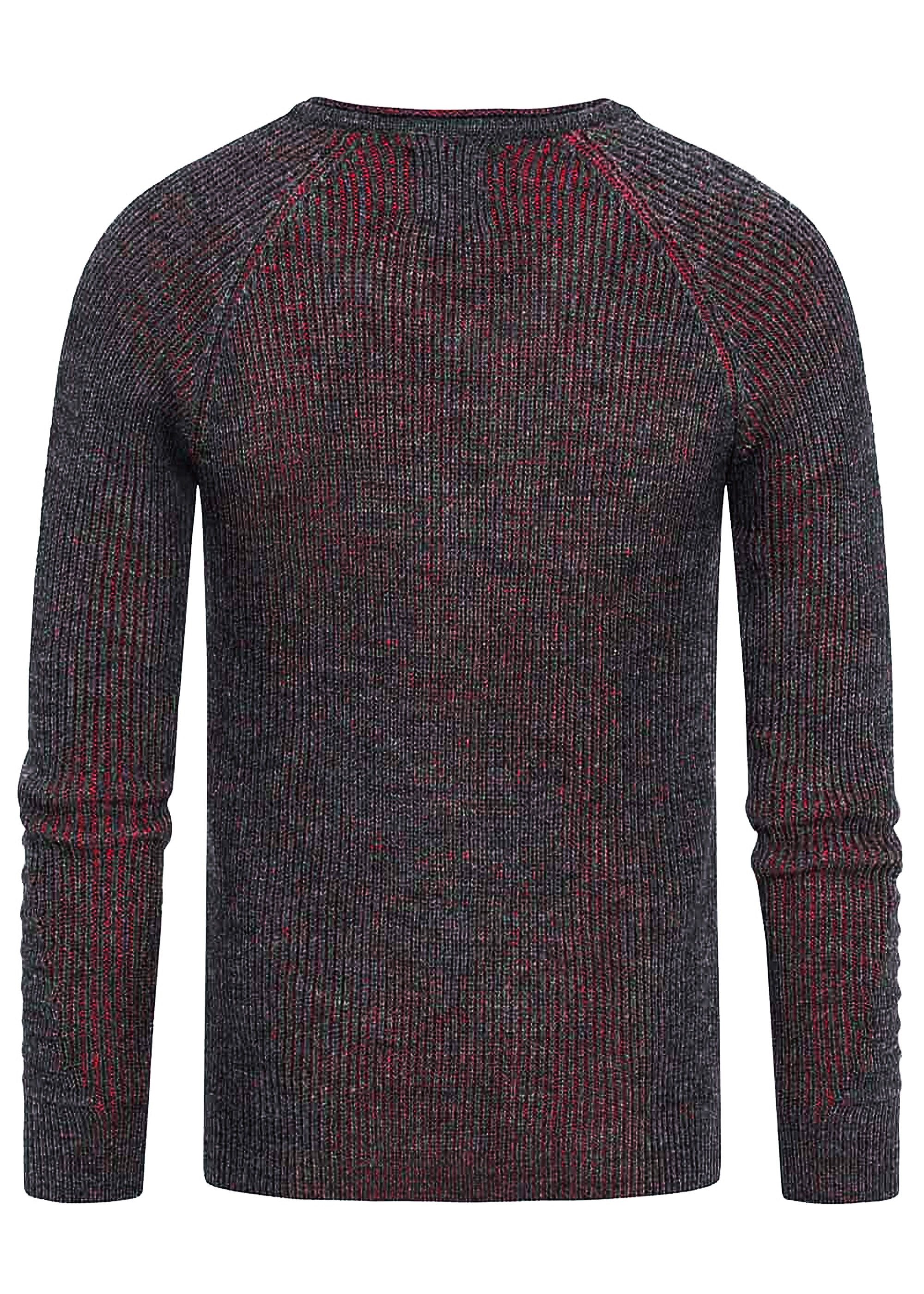 R-NEAL V-Ausschnitt-Pullover V-Neck Ripped Grobstrick Pullover Slim Fit Str günstig online kaufen