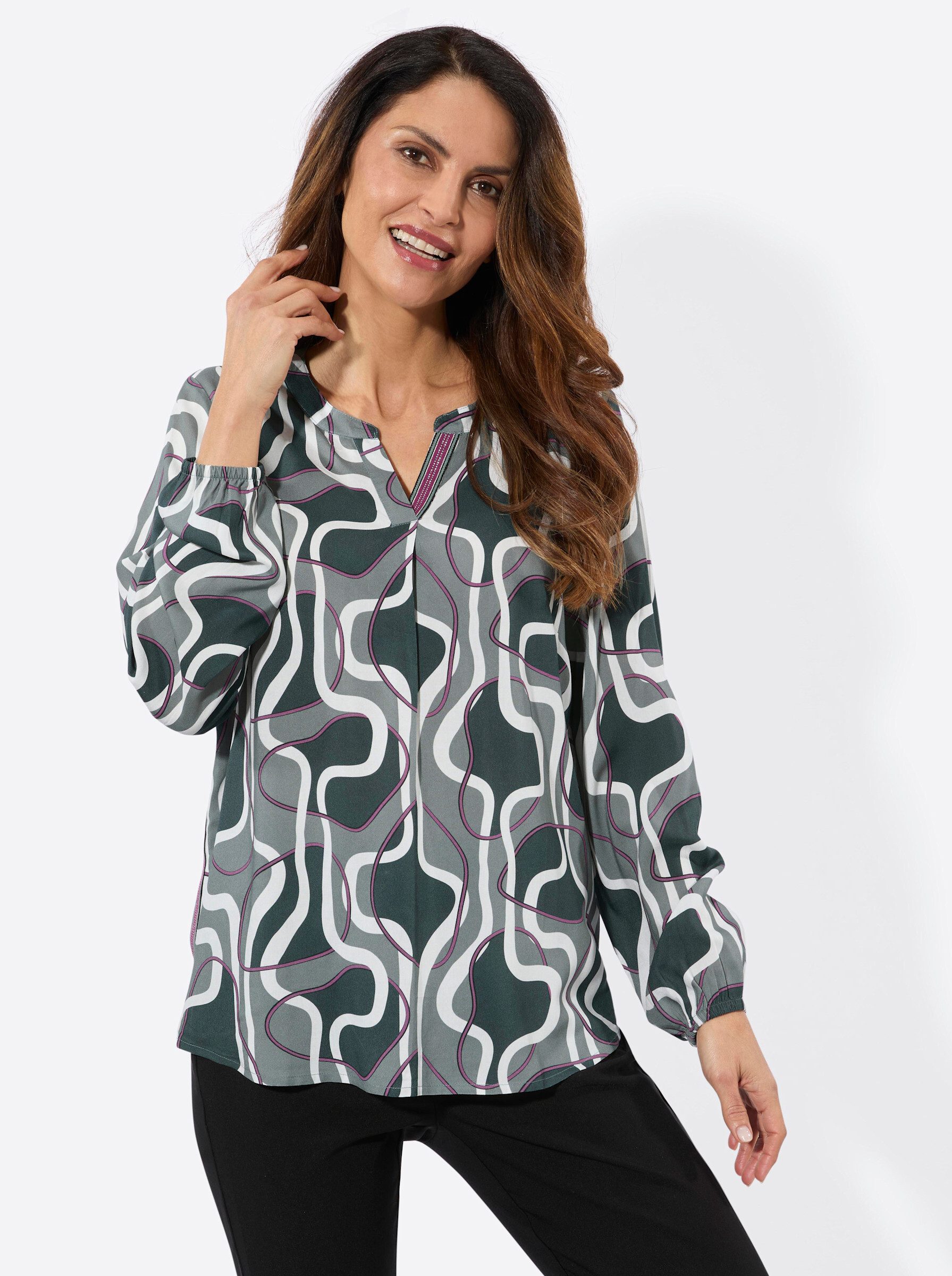 Klassische Bluse Druckbluse Langarm