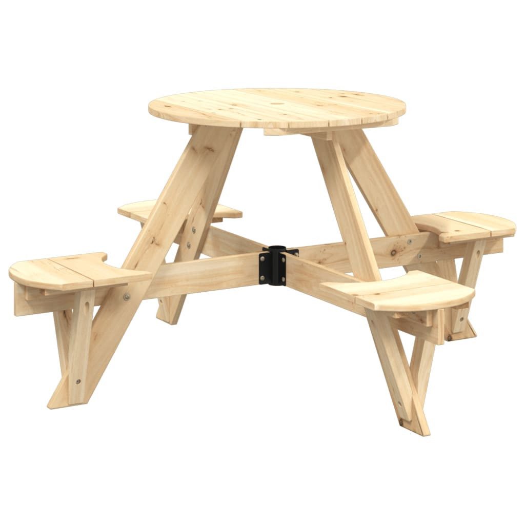 vidaXL Gartentisch Picknicktisch für 4 Kinder mit Schirmloch Rund Massivholz Tanne (1-St)