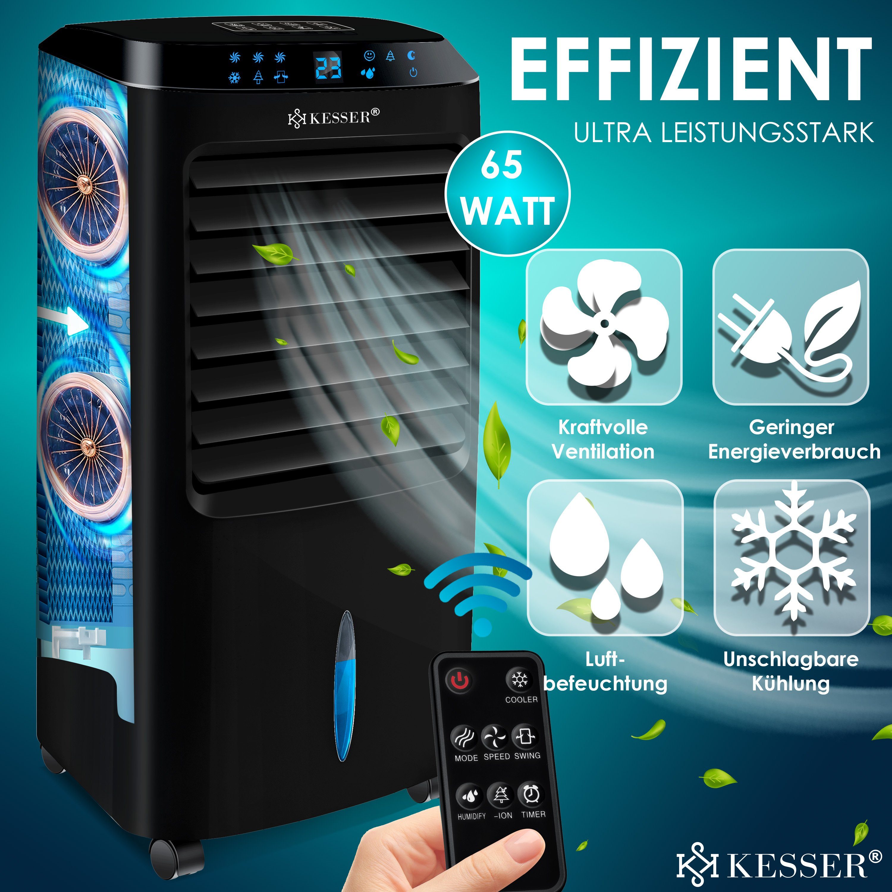 KESSER Turmventilator, 4in1 Mobile Klimaanlage Fernbedienung Klimagerät Ventilator