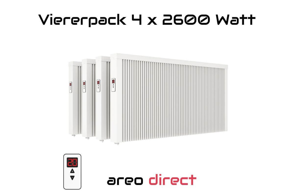 eVARMO Elektro-Heizkörper Paketset Flächenspeicherheizung areo direct 2600, Digitales Thermostat mit 2 Knöpfen
