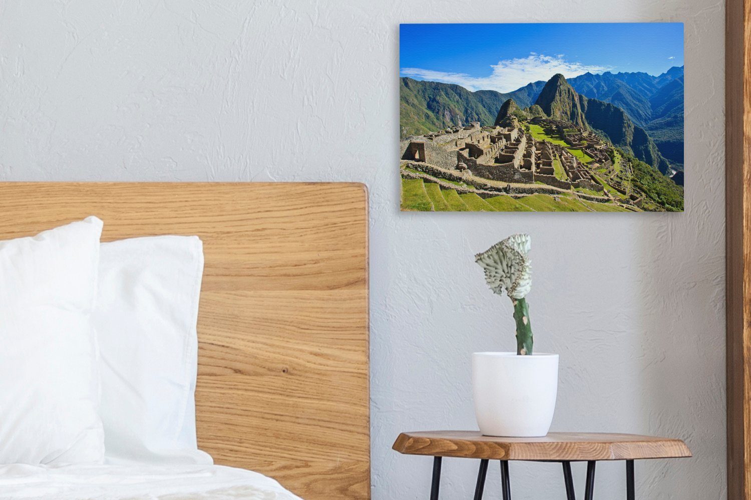 OneMillionCanvasses® Leinwandbild Machu Picchu in St), Peru, Wandbild cm leuchtenden Wanddeko, Farben, 30x20 Leinwandbilder, Aufhängefertig, (1