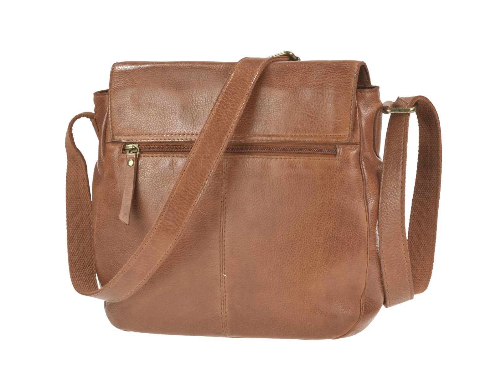 Greenburry Umhängetasche "Colombiana" Leder Damentasche kleine Schultertasche, Hauptfach 24x21cm, Schultergurt max. 145cm