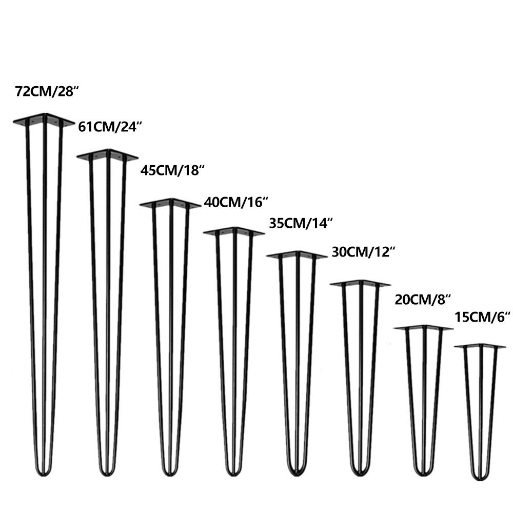 Gimisgu Tischbein 4x Hairpin Legs Esstisch DIY Schwerlastbeine Couchtisch Tischbeine, mit angeschweißt Fußscheibe 3-Streben