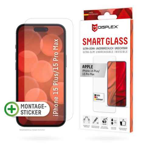 Displex Smart Glass für Apple iPhone 15 Plus, Apple iPhone 15 Pro Max, Displayschutzglas, Displayschutzfolie Displayschutz kratzer-resistent 9H unzerbrechlich