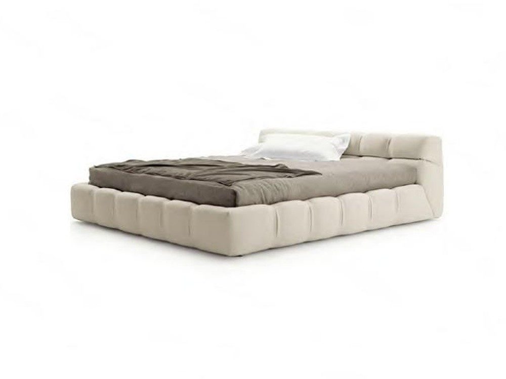 Xlmoebel Polsterbett Doppelbett in Weiß-Beige mit hochwertigem Textilbezug (Bett, 1-tlg., Bett), Hergestellt in Europa