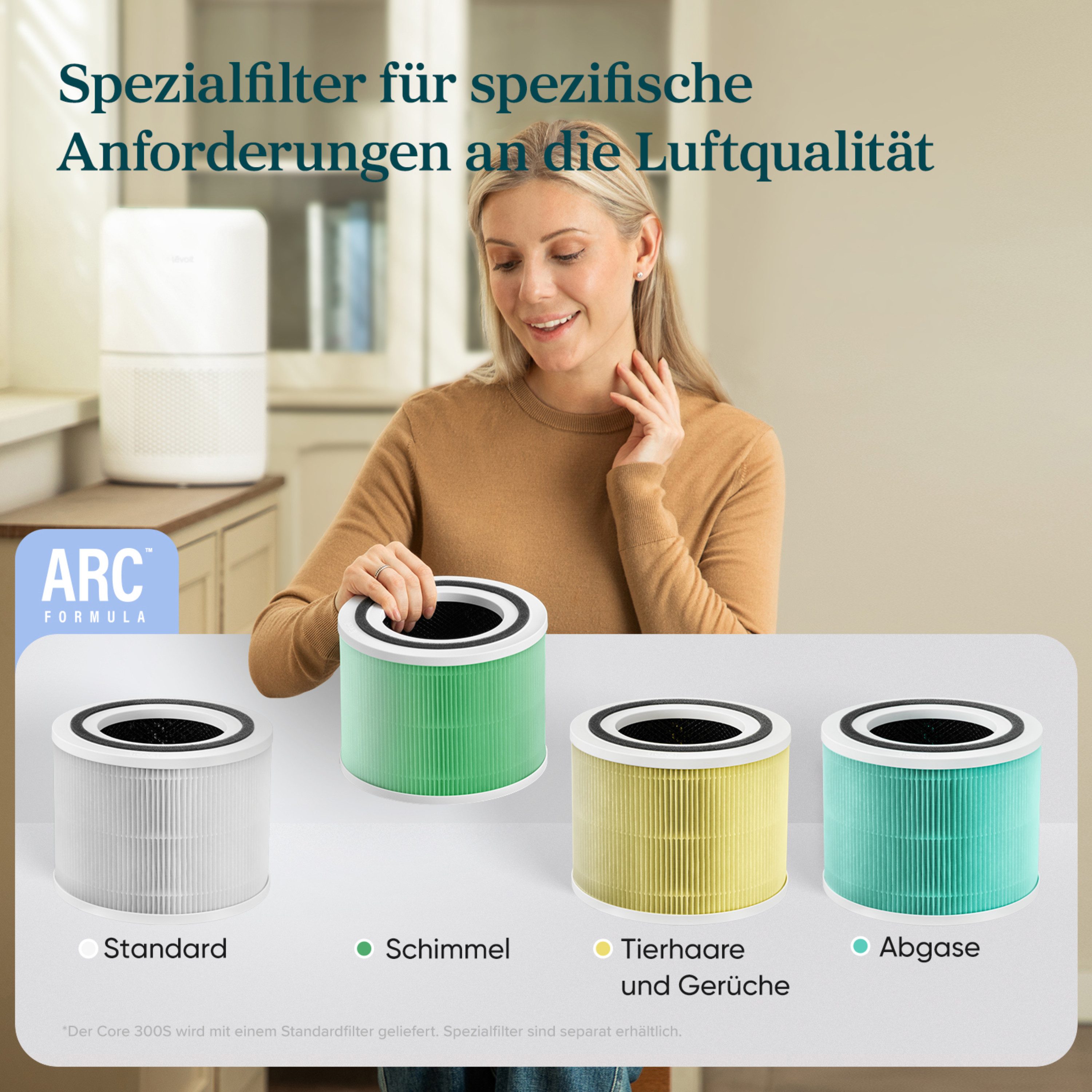 Levoit HEPA-Filter, 4-Stufen-Filter gegen Schimmel und Bakterien, für Allergiker & Raucher