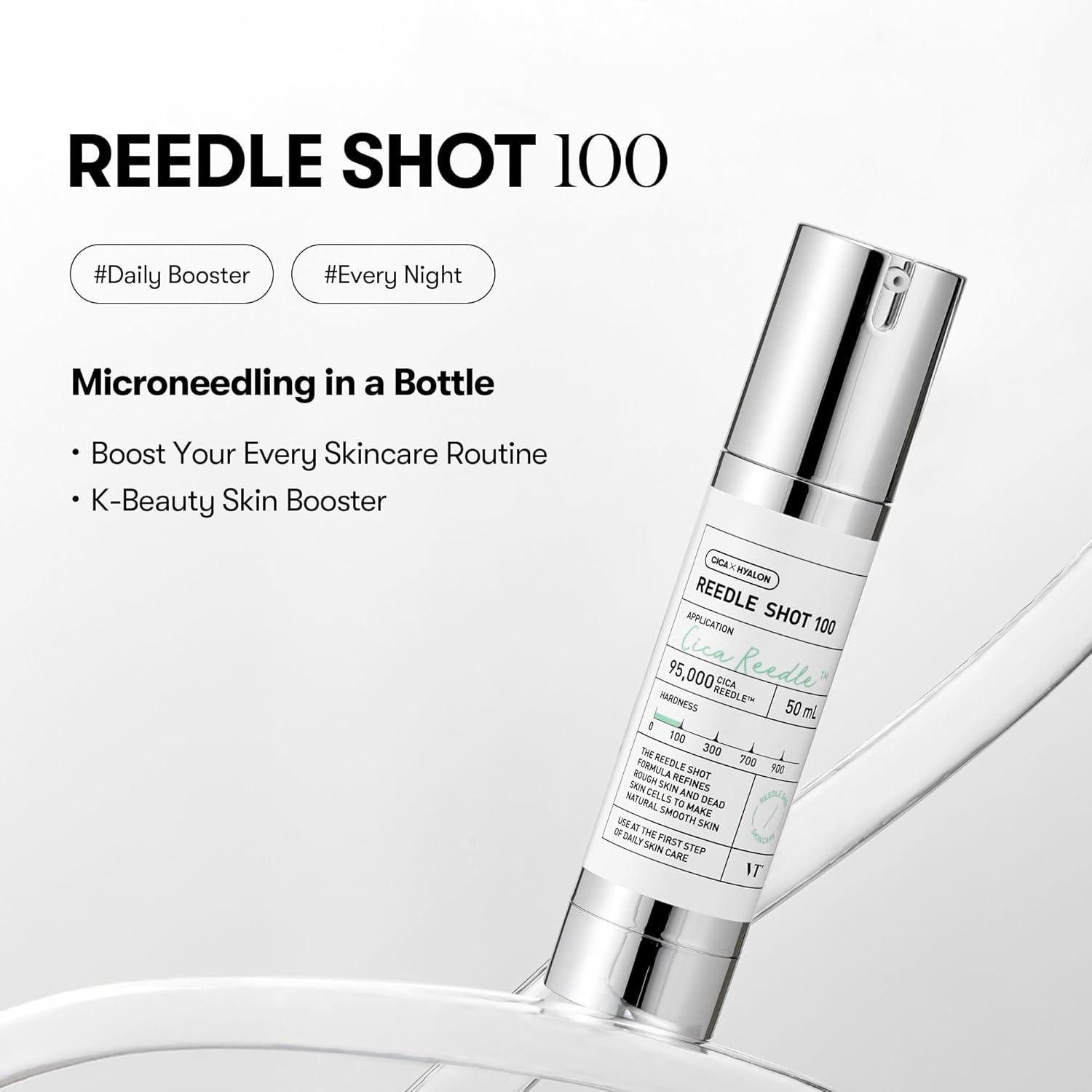 VT Cosmetics Feuchtigkeitscreme Reedle Shot 100 – Mikronadel-Serum mit Cica Reedle™, Niacinamid & Hyaluronsäure für empfindliche Haut – porenverfeinernd, feuchtigkeitsspendend & regenerierend – 50ml