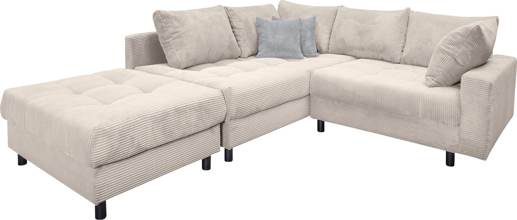 COLLECTION AB Ecksofa Toni L-Form, B: 215 cm, mit Hocker & 2 Zierkissen, Federkern. Reduzierter Preis € 699,99. Unverbindliche Preisempfehlung € 1.499,00