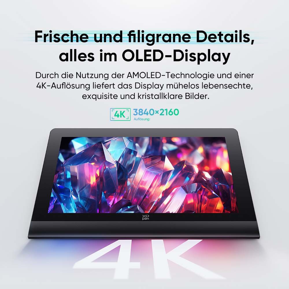 XP-PEN Artist Ultra 16 Grafiktablett (15.6", 15,6" AMOLED 4K, 16K Druck, Multi-Touch, lüfterlos mit Metallständer)