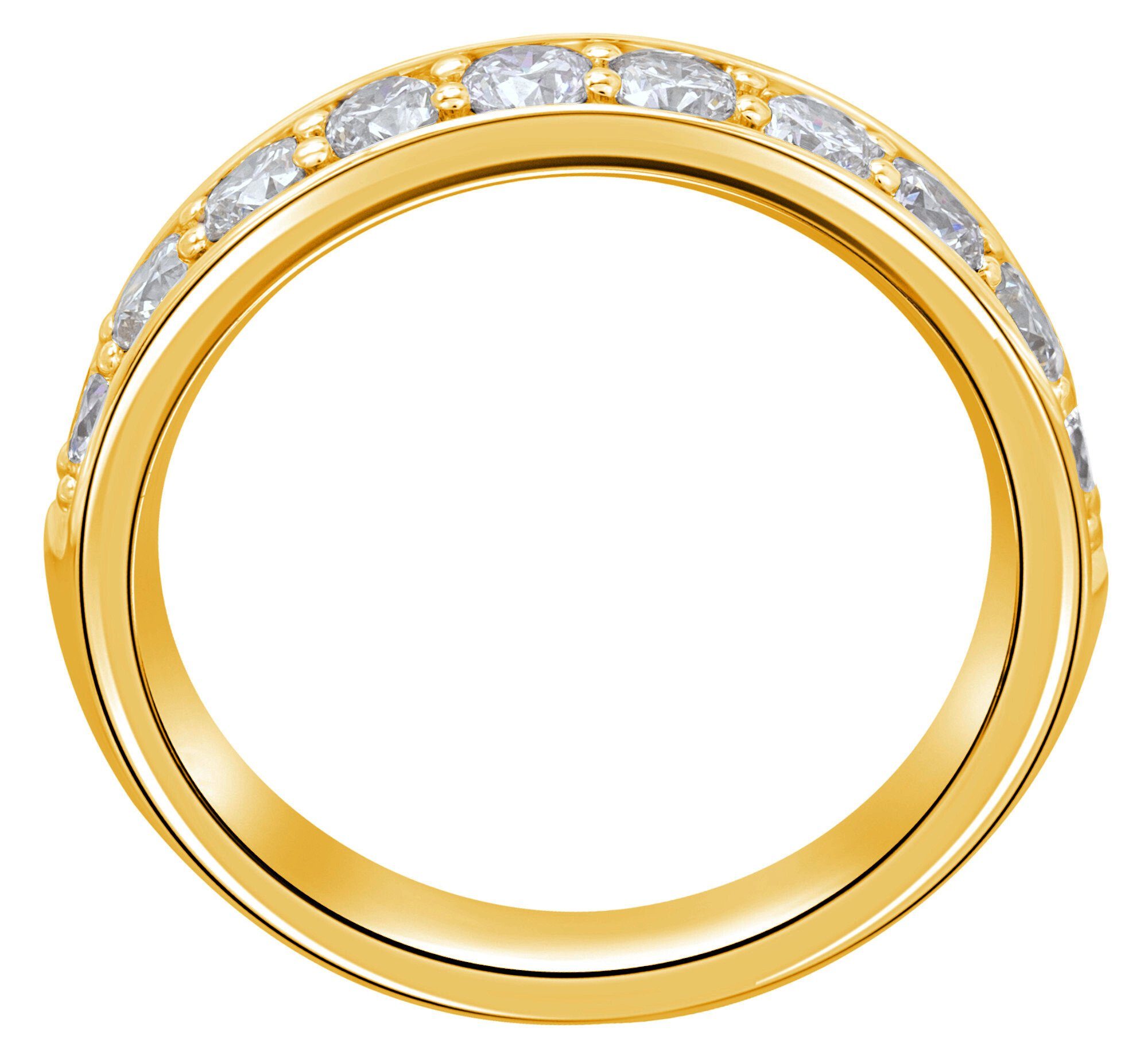 Gold Diamant ct aus ELEMENT Diamantring 0.15 Damen Gelbgold, Brillant Ring Memoire Schmuck 585 ONE Memoire