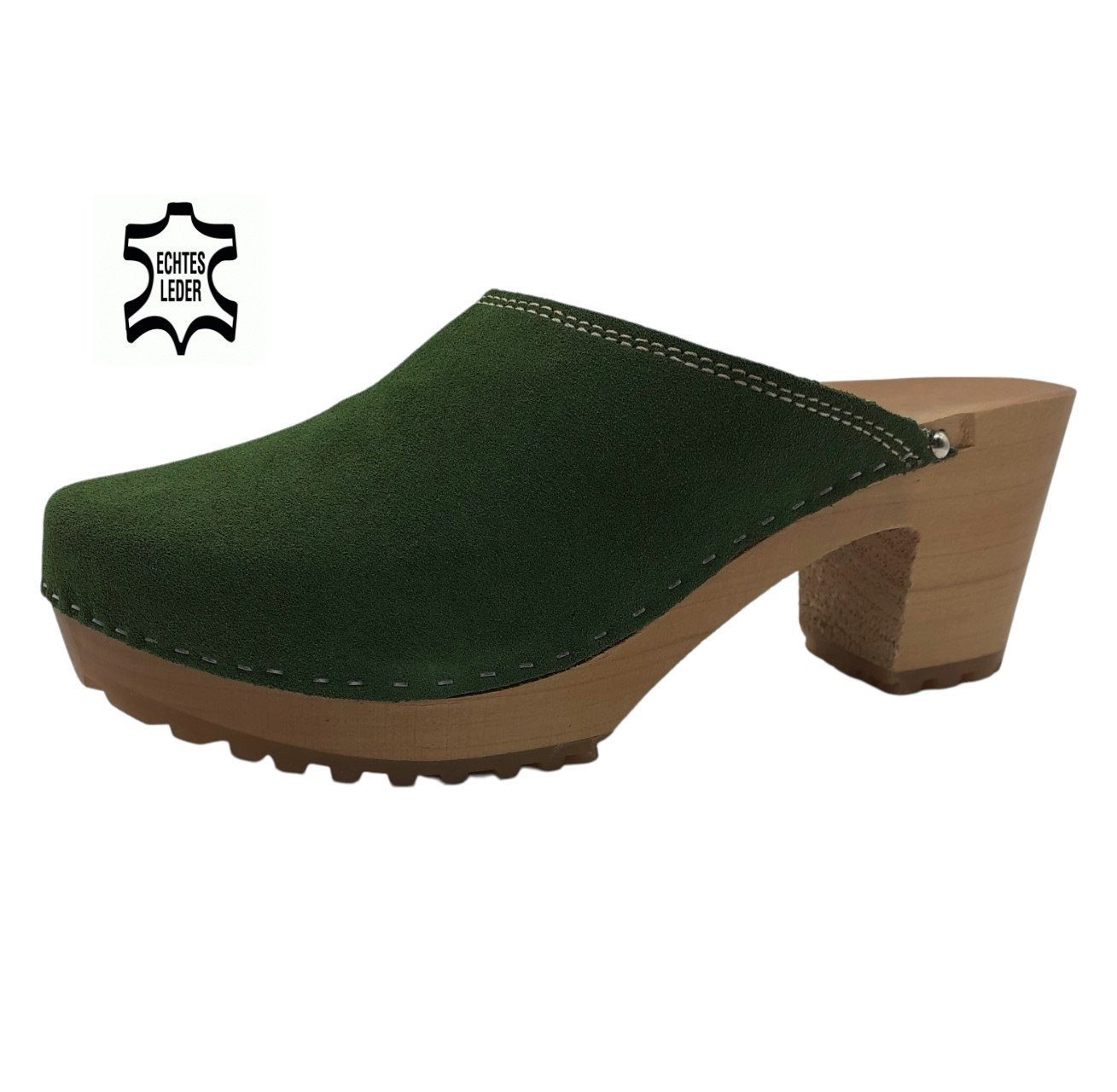 em-ka Damen Holzclog Clog Leder Holzschuhe Pantoletten Gesundheitsschuhe Clog HANDARBEIT