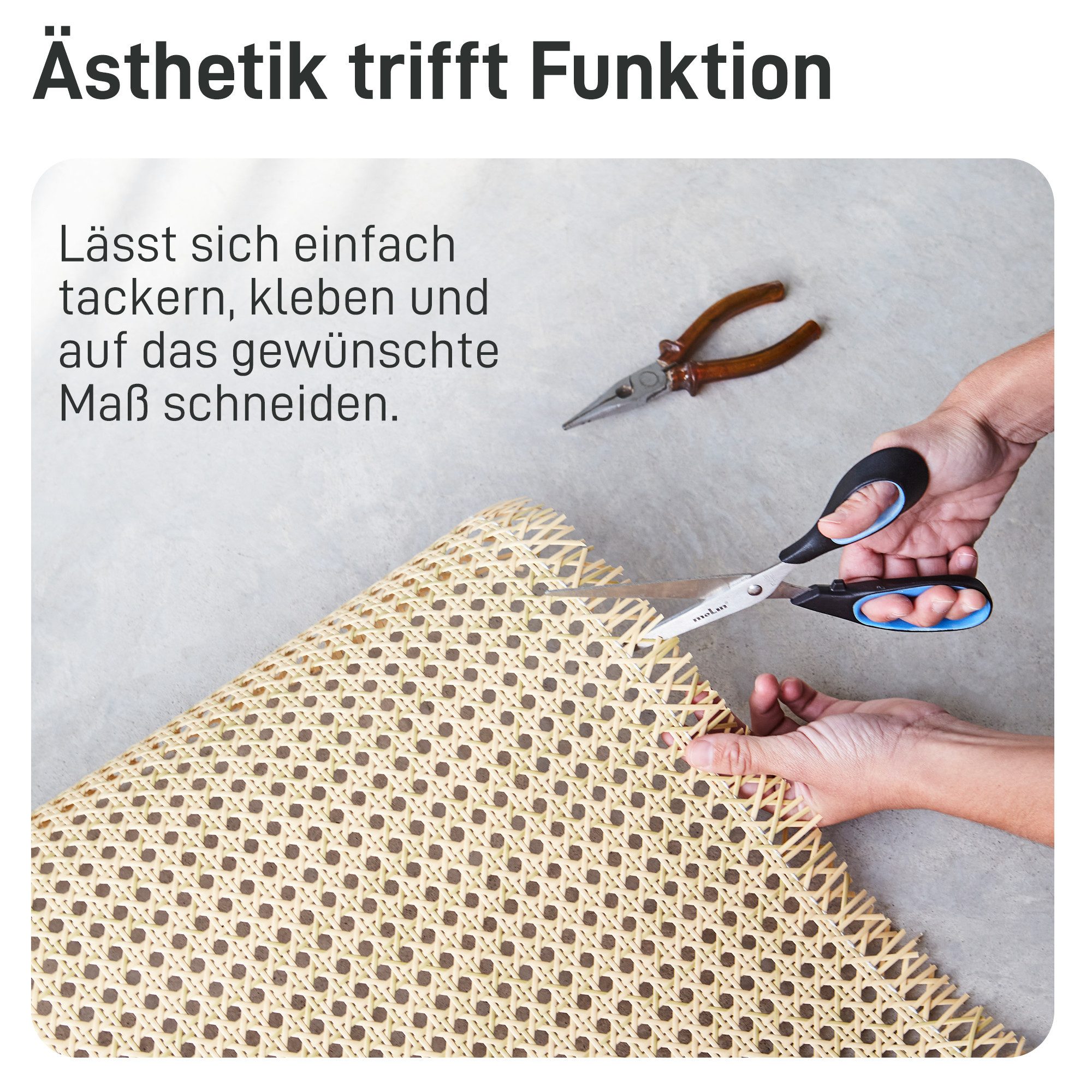 Natural Goods Berlin Bastelnaturmaterial Wiener Geflecht, Rattangewebe, Flechtrohr, hitzebeständiges Netzgewebe für Möbel, DIY