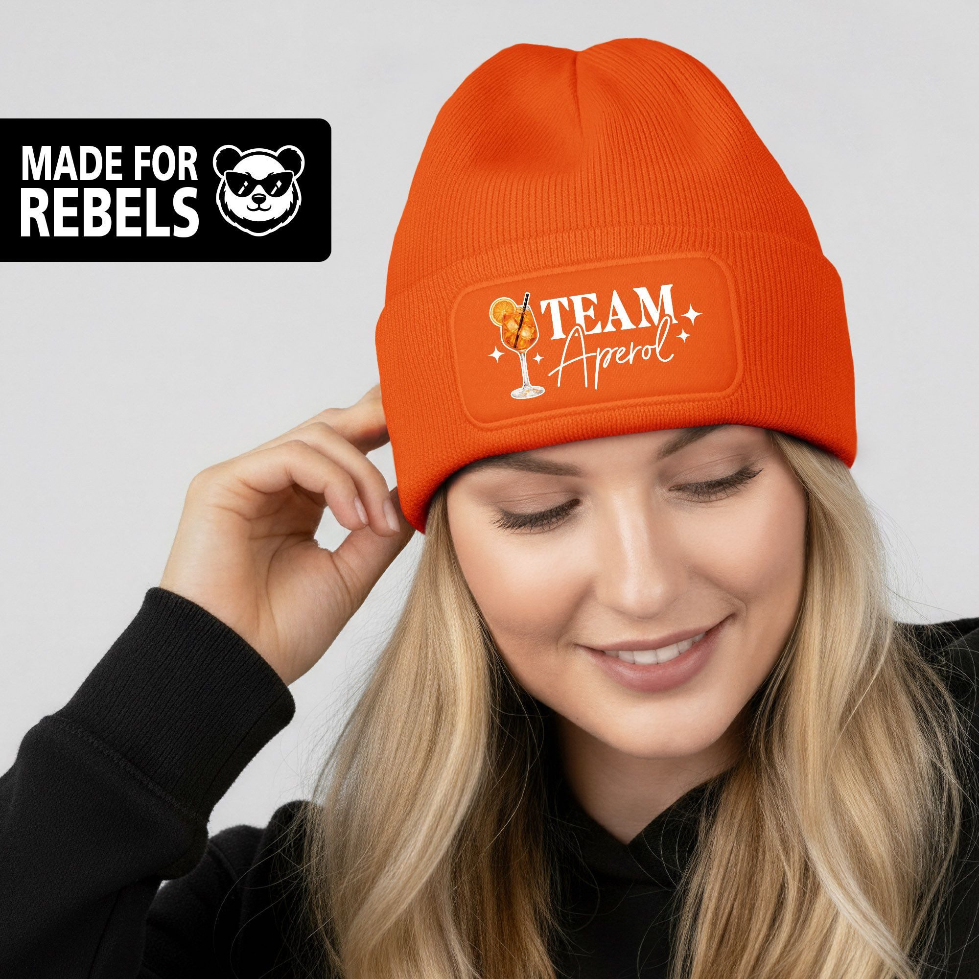 MoonWorks Strickmütze Damen Beanie - Team Aperol - Patch Strickmütze mit Sp günstig online kaufen