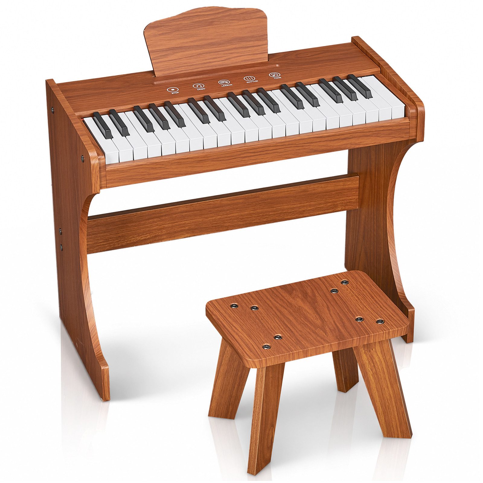 LALAHO Digitalpiano Kinderklavier Piano 37 Tasten – Touch-Key-Steuerung, mit Hocker, 8 Klangfarben, 16 Rhythmen, 10 Demo-Songs,2 Lernmodi