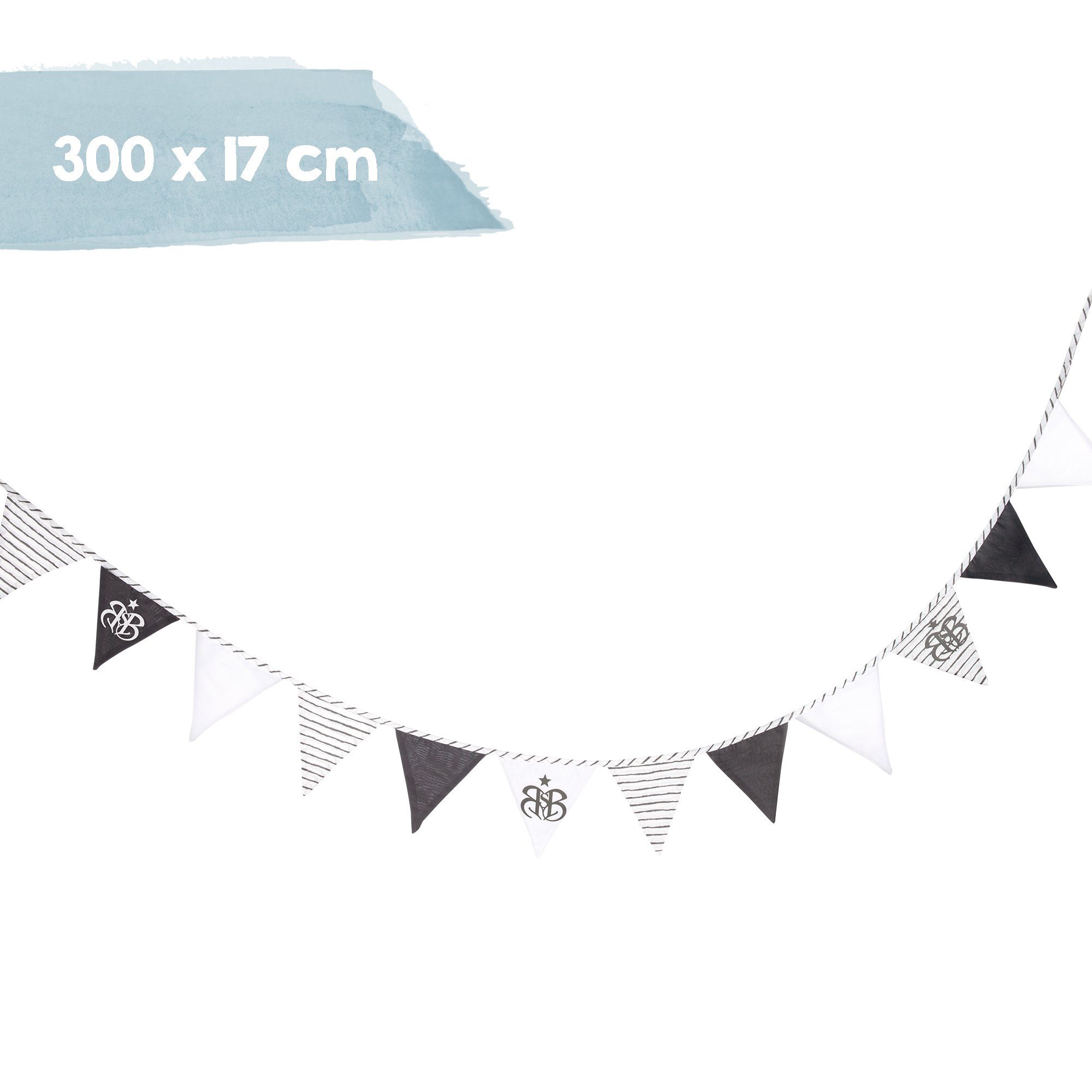 roba® Wimpelkette 12 Wimpel (2m), Länge Kette 3m, Baby- & Kinderzimmer