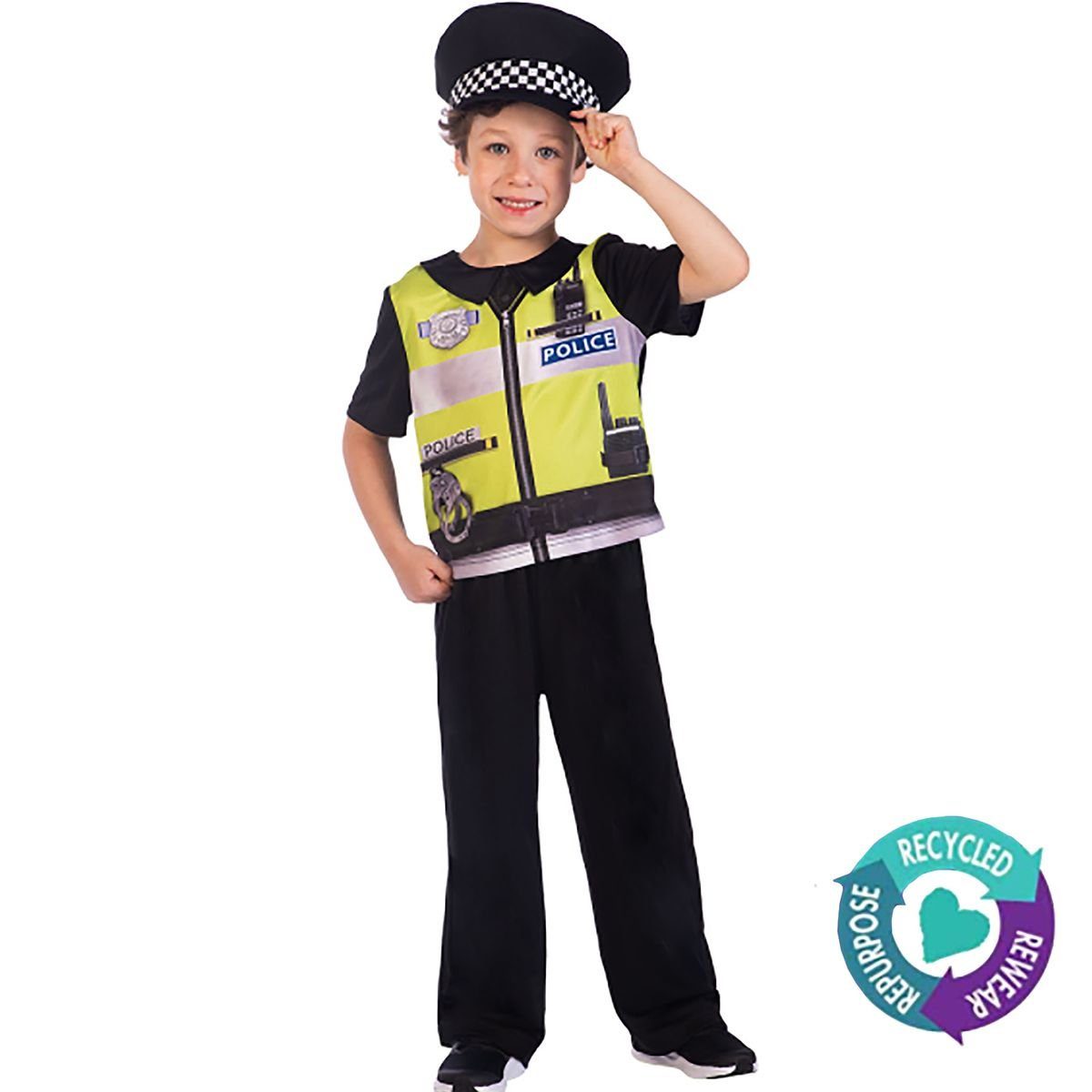Amscan Polizei-Kostüm Kinder Polizei Kostüm, Lieferung: 3-tlg. bedrucktes  Oberteil, Hose und Mütze (ohne Schuhe)