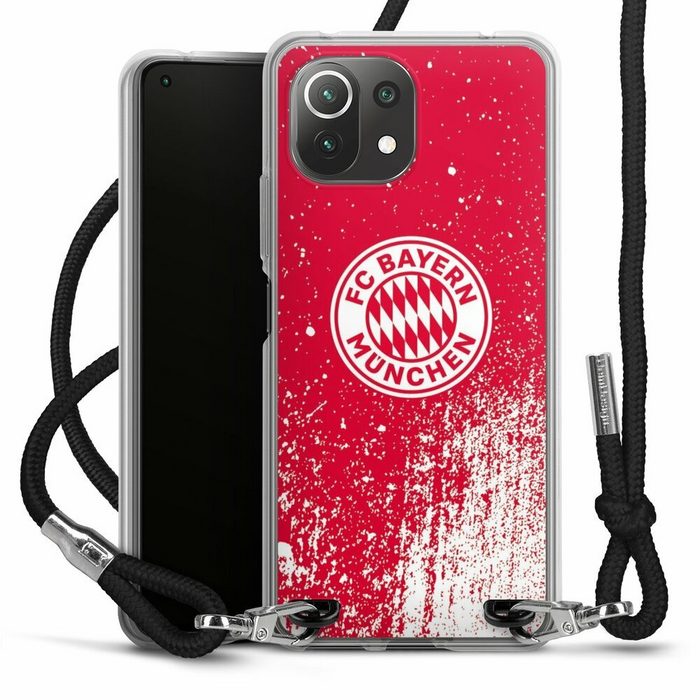 DeinDesign Handyhülle FC Bayern München Offizielles Lizenzprodukt FCB Splatter Rot - FCB Xiaomi Mi 11 Lite Handykette Hülle mit Band Case zum Umhängen