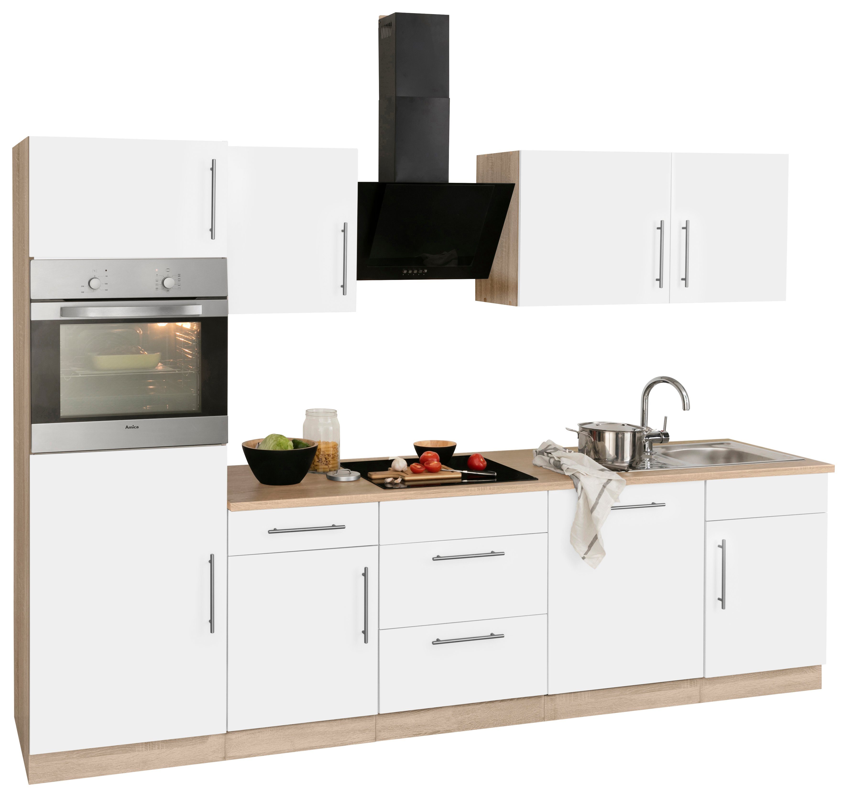 wiho Küchen Küchenzeile Cali, mit E-Geräten, Breite 280 cm