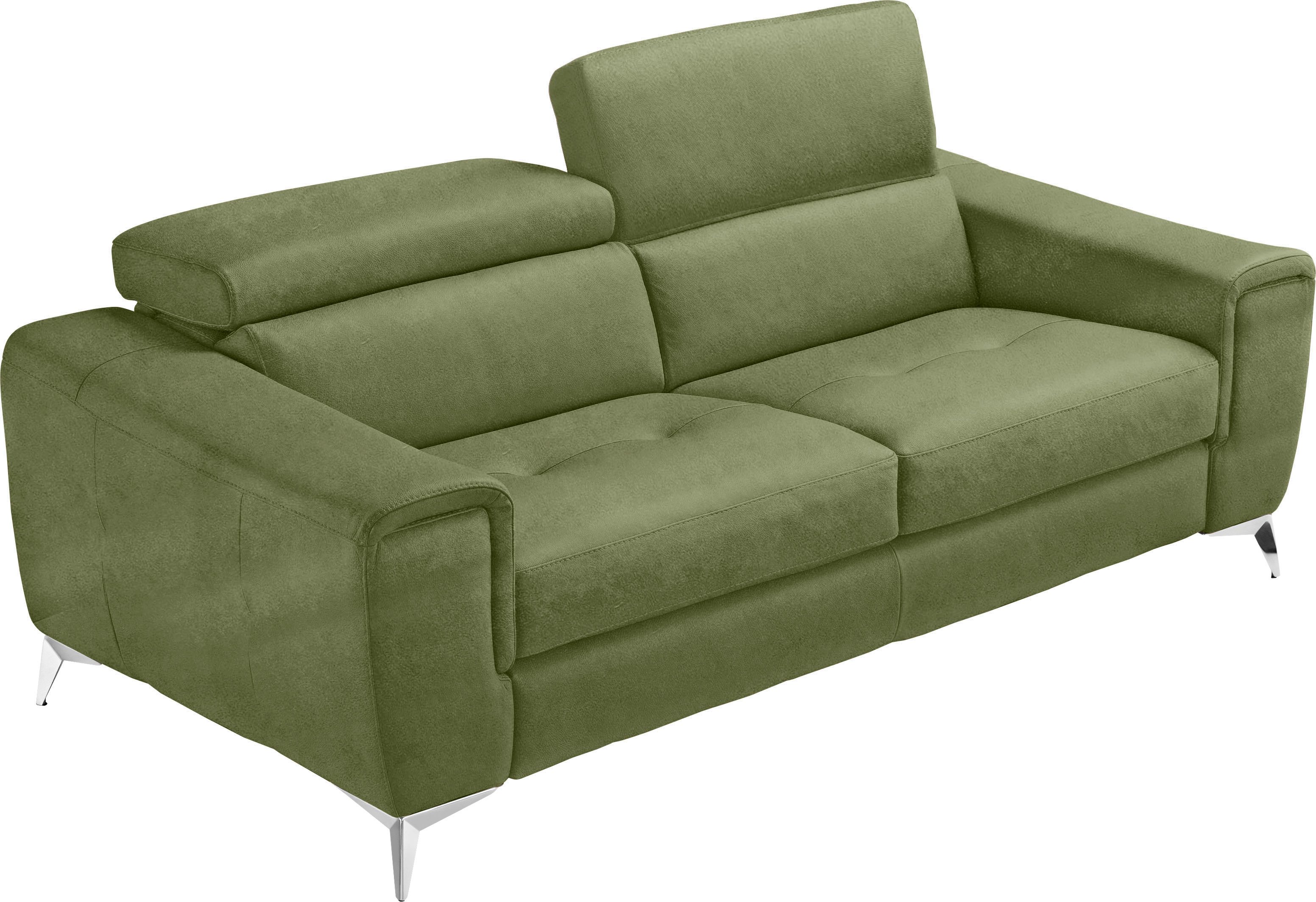 Egoitaliano Schlafsofa Francine Designsofa, Loungesofa mit Dauerschlaffunktion, Breite 233 cm, mit Bettfunktion, Luxus-Microfaser BLUSH, kiwi, Fußfarbe chrom