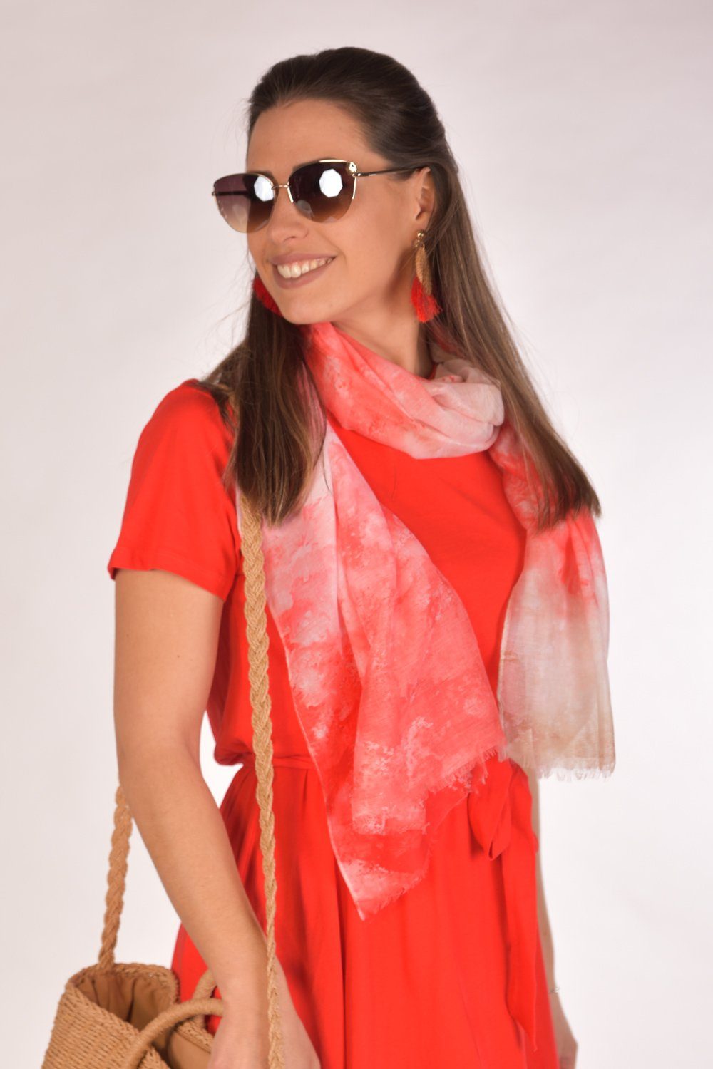 Farbverlauf Aquarell Leichter styleBREAKER Modeschal, (1-St), mit Apricot-Grau Schal