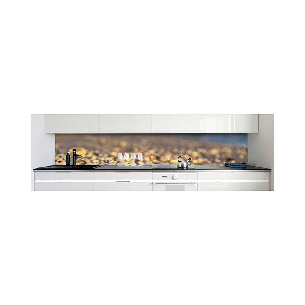 Premium DRUCK-EXPERT Strand mm Küchenrückwand Hart-PVC Muschel 0,4 Küchenrückwand selbstklebend