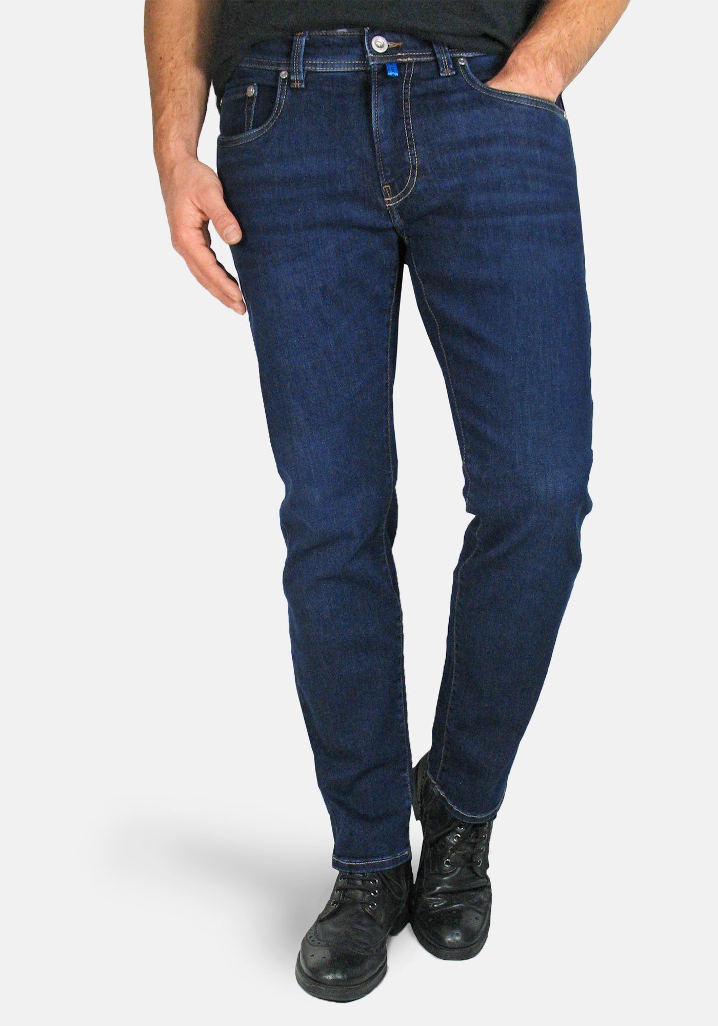 5-Pocket-Jeans Futureflex Used Tapered Cardin Denim Slightly Navy Pierre Blue Lyon