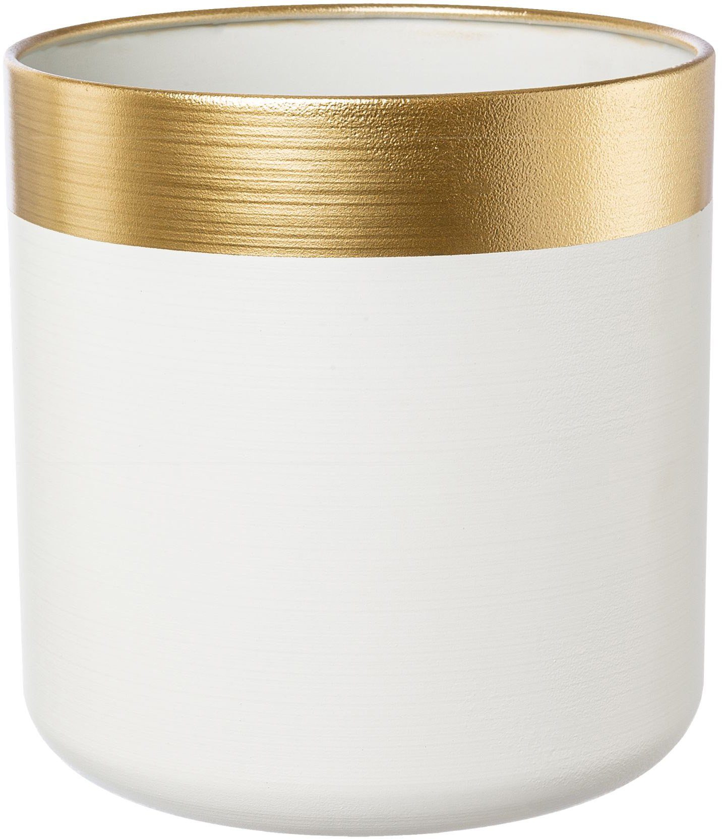 Golden 3 weiß-goldfarben Übertopf (Set, Weihnachtsdeko deco St), Winter, Creativ im zweifarbigen Design