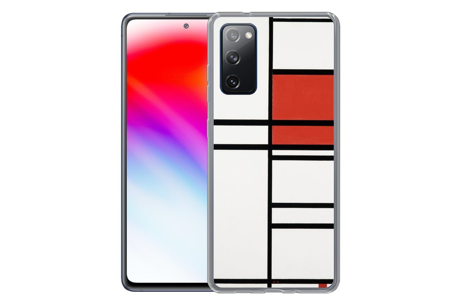 MuchoWow Handyhülle für Samsung Galaxy S20 FE Komposition mit Rot und Weiß - Piet Mondrian, Phone Case, Silikon, Schutzhülle Dünn