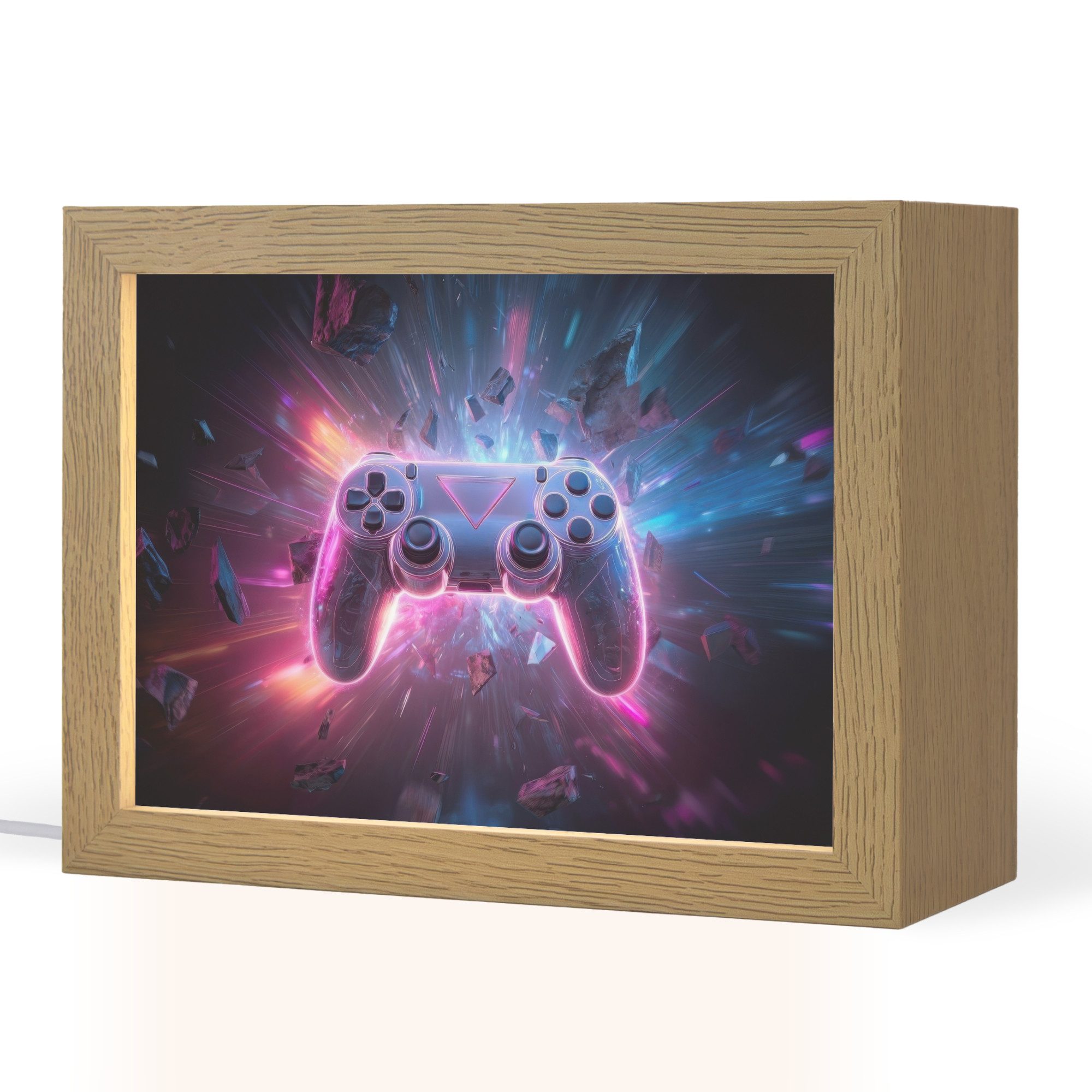 OnlyWow Nachttischlampe Lightbox Controller - Neon - Explosion - Abstrakt - Jungen, Dimmbar, Farbwechsel, LED, Warmweiß, Kaltweiß, Neutralweiß Einstellbar, Nachtlicht, Kinder- und Babyzimmer, Dimmbar, mit Kabel, Tischleuchte