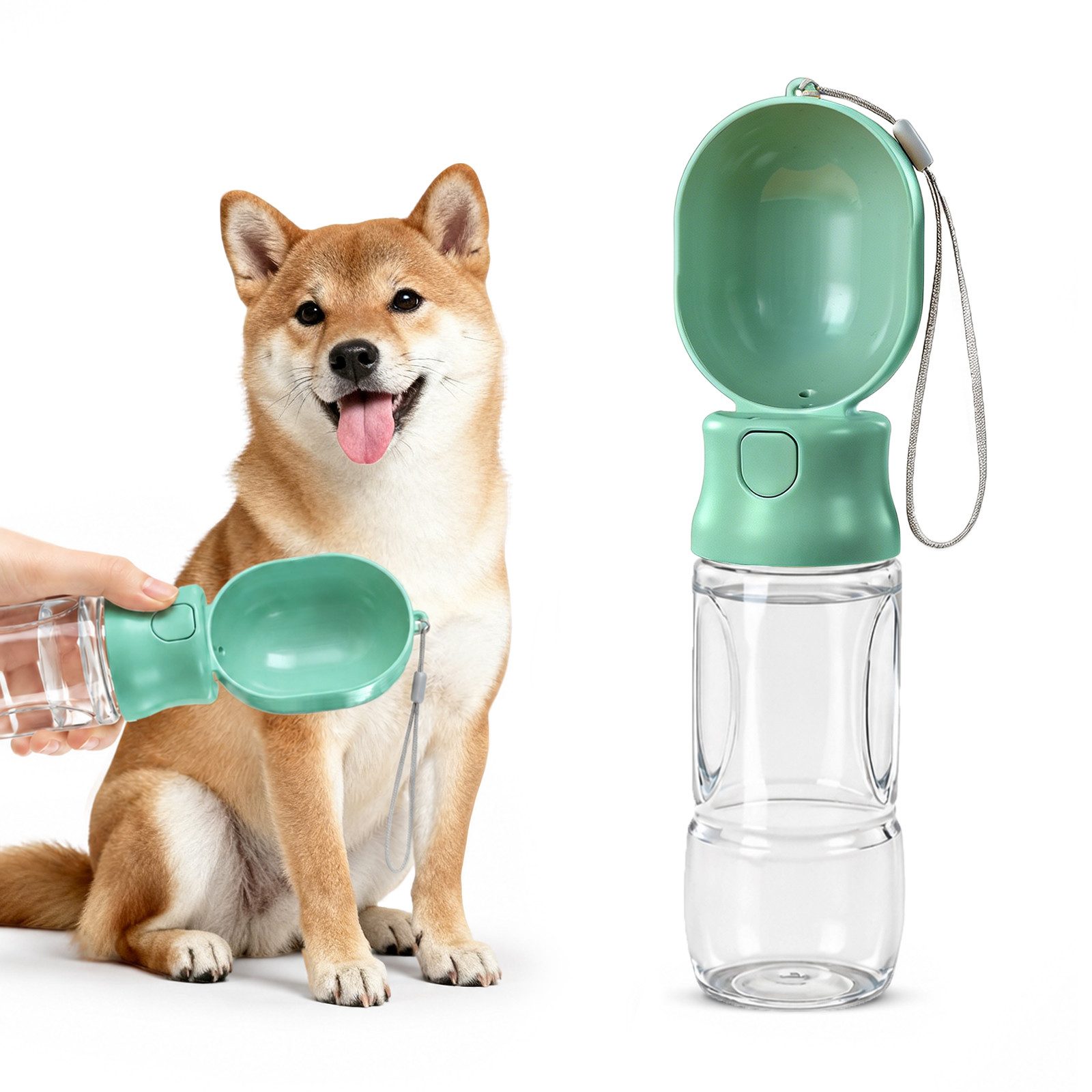 DAITORE Tier-Wasserspender Wasserspender 500ml auslaufsicher Auslaufsicher für unterwegs, Für Hunde und Katzen mit Tragegurt, leicht & hygienisch von DAITORE