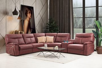 JVmoebel Ecksofa Ecksofa L-Form Design Wohnzimmer Luxus Sitzmöbel Modern Rot, 6 Teile, Made in Europa