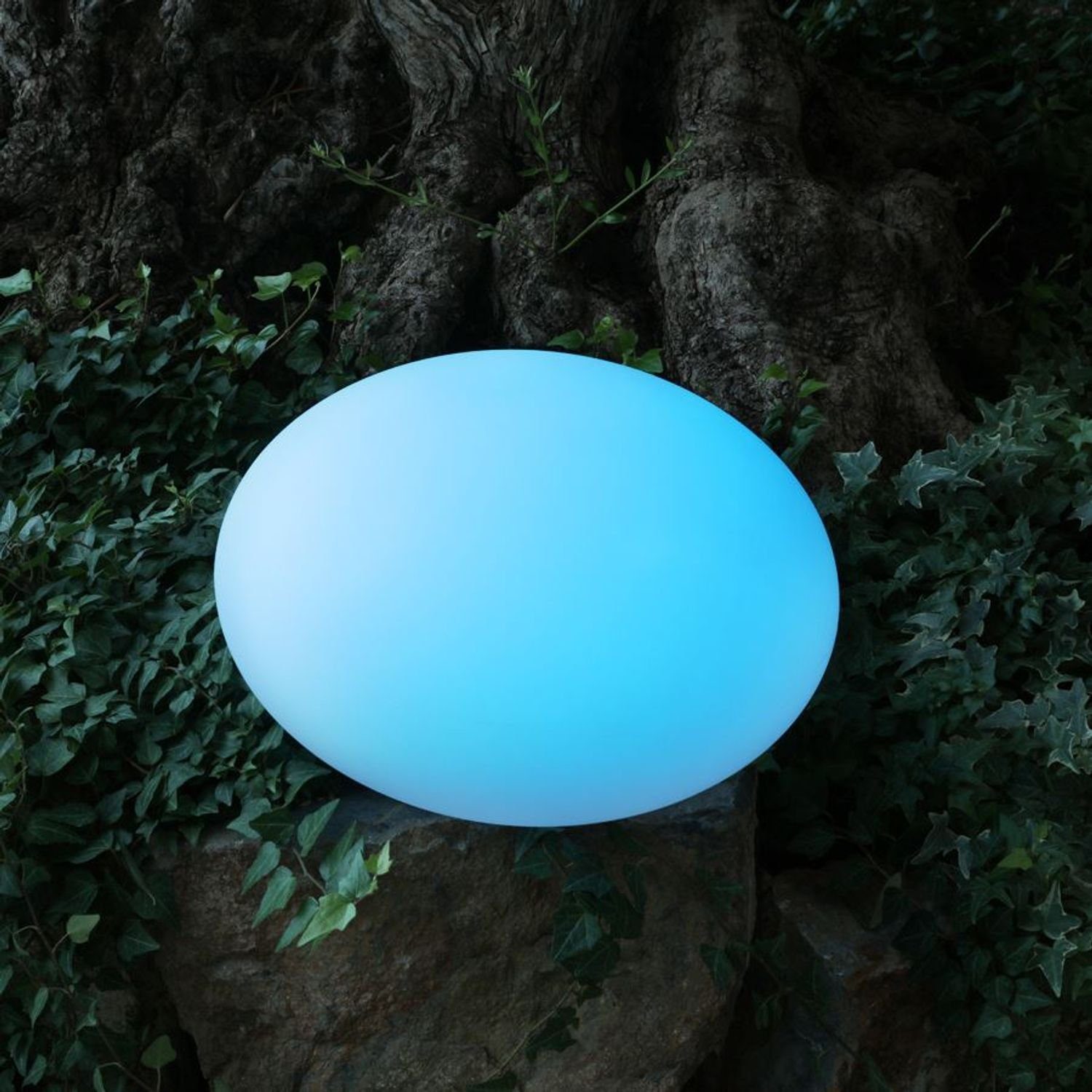 Kiesel Fa Solar-LED-Gartenleuchte Gartenlampe 35x23cm BURI Gartendeko Kugelleuchte Stein