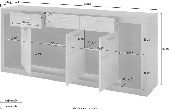 Places of Style Sideboard »TAMARA«, Hochwertige Verarbeitung-Otto