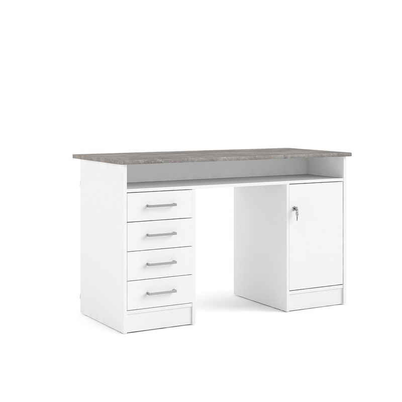ebuy24 Schreibtisch Plus Schreibtisch mit 1 Regal, 4 Schubladen und 1