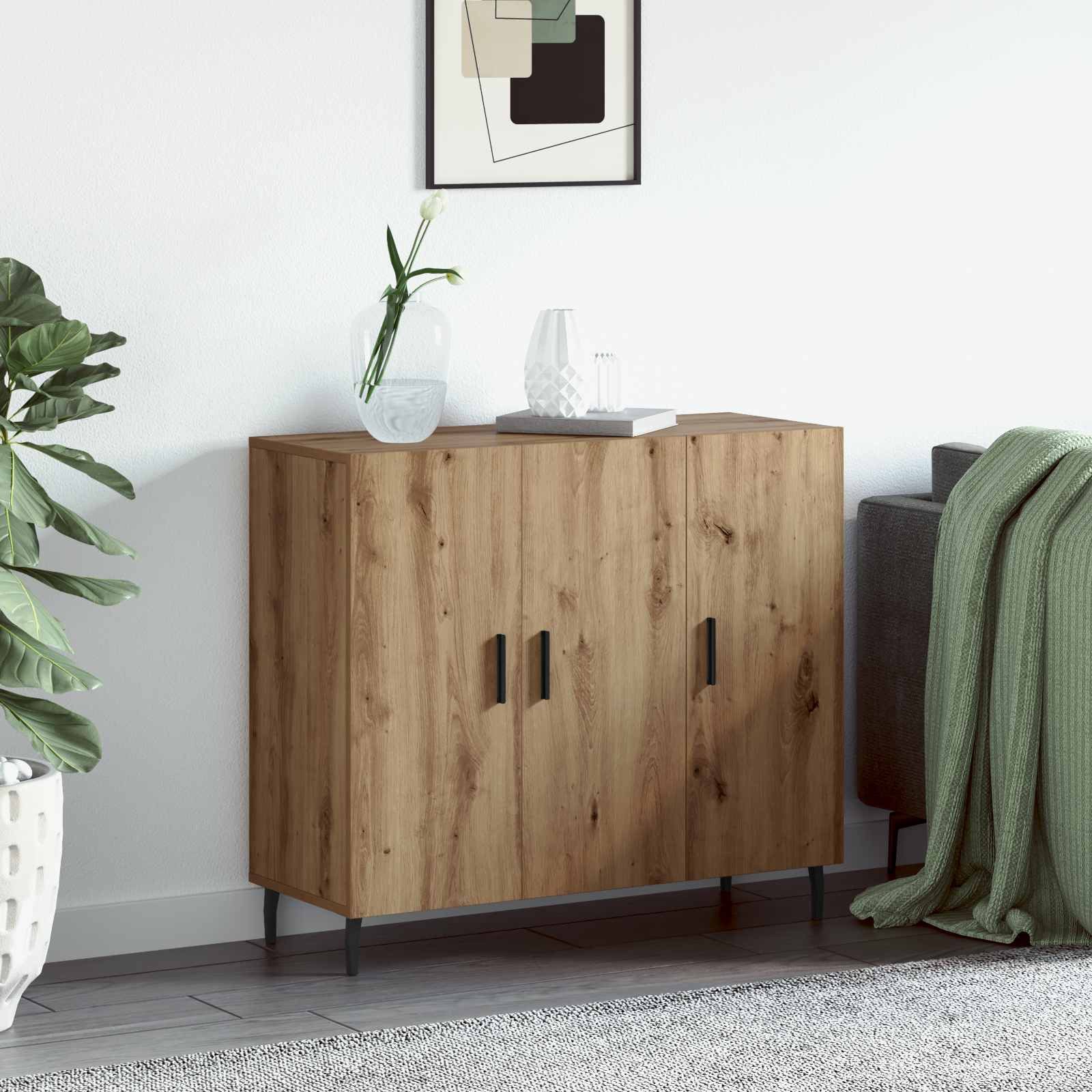 vidaXL Sideboard Sideboard Artisan-Eiche 90 x 34 x 80 cm Holzwerkstoff (1 St) – Bild 2 von 5
