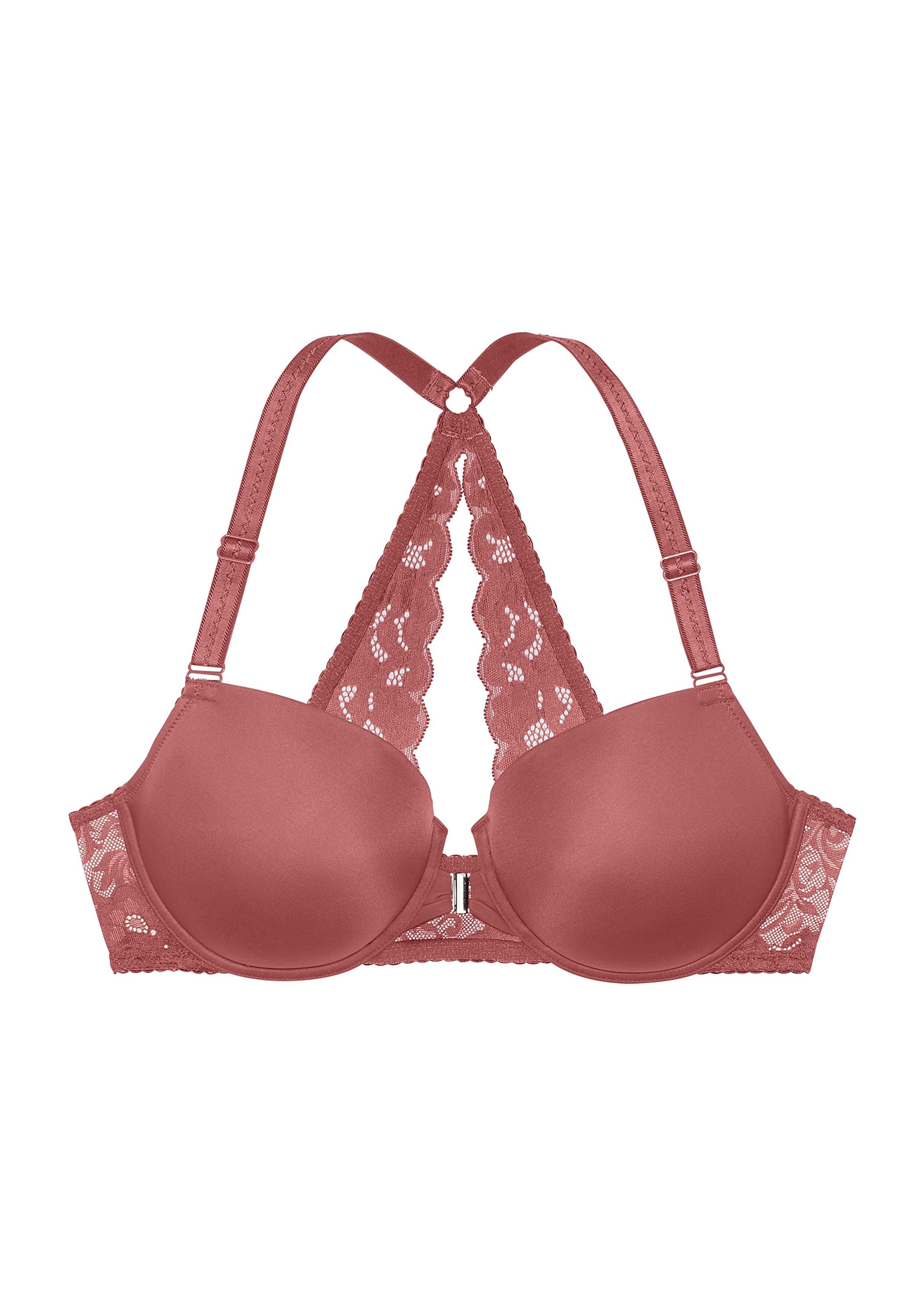 LASCANA Schalen-BH, T-Shirt-BH, Neckholder-BH mit Spitzenrücken und Vorderverschluss, Premium Dessous – Bild 2 von 5
