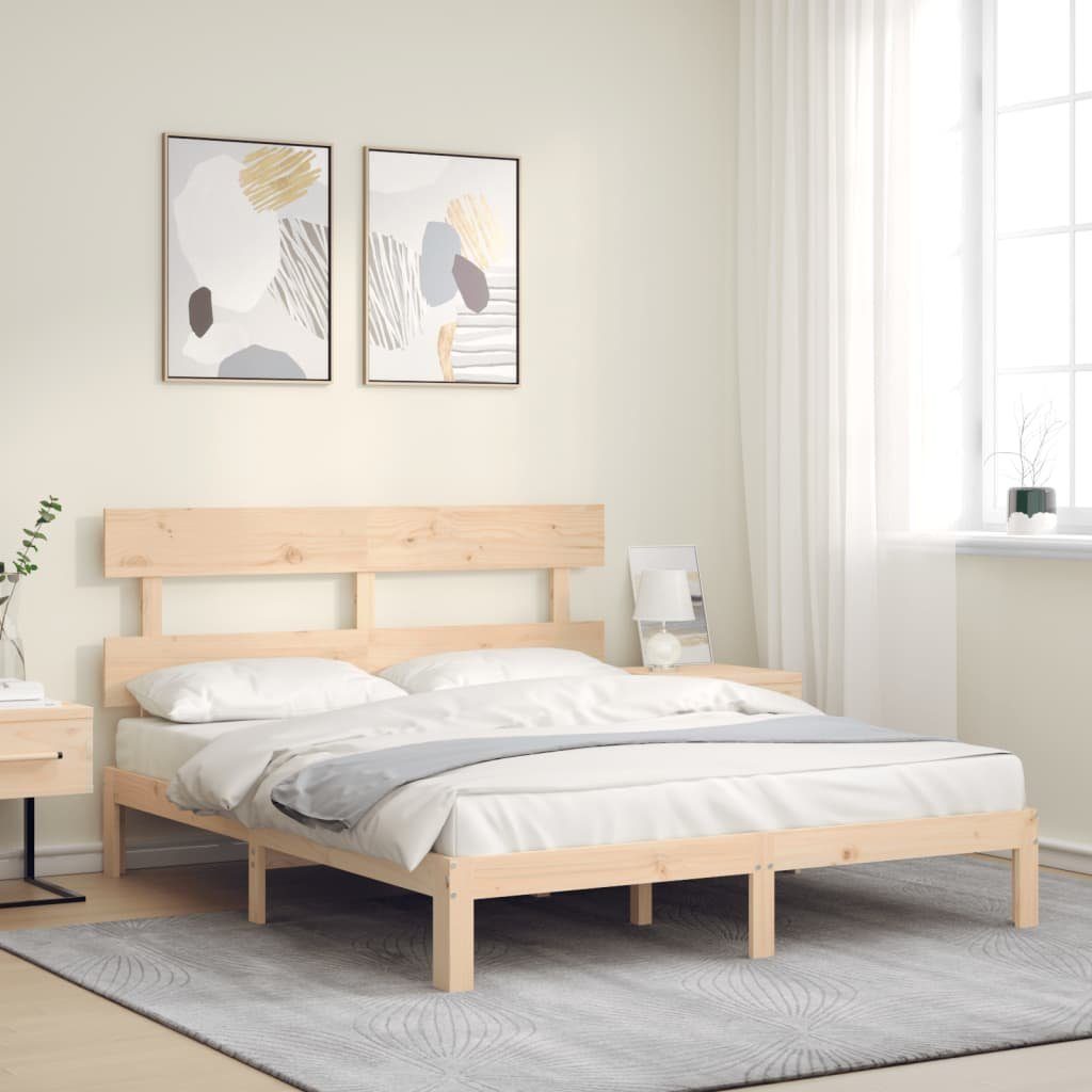 vidaXL Bett Massivholzbett mit Kopfteil günstig online kaufen