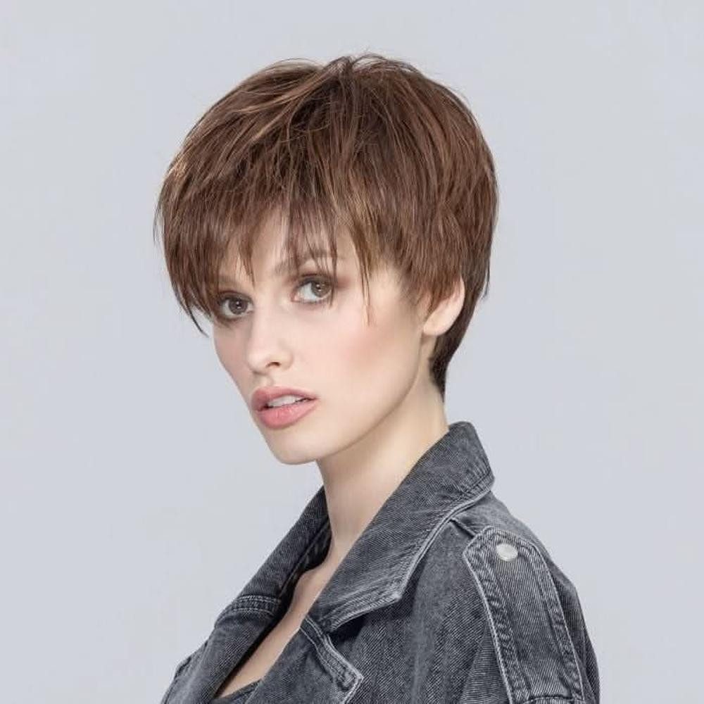 Ellen Wille Kunsthaarperücke Ellen Wille Beat chocolate rooted, Moderner Kurzhaarschnitt mit Teil-Monofilament für natürlichen Look.
