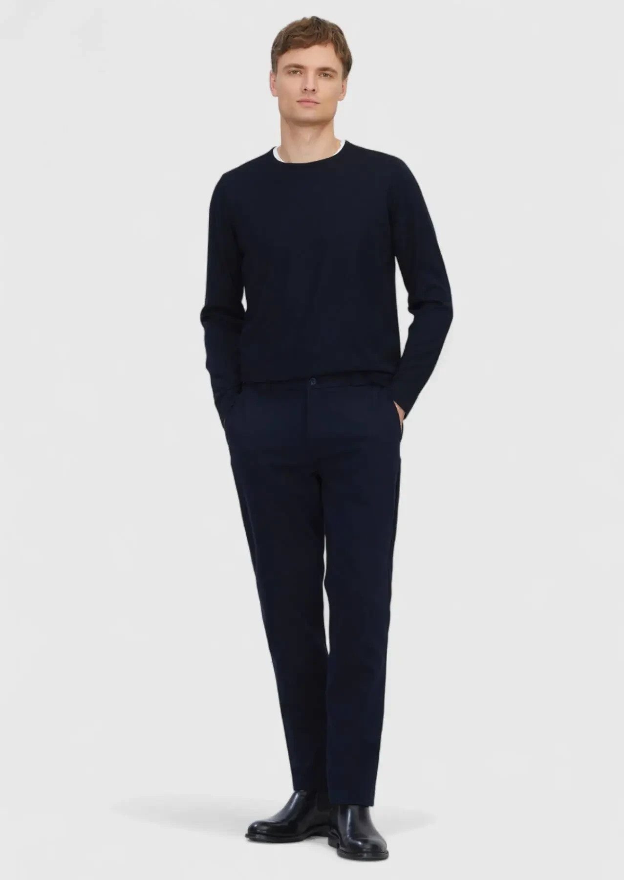 RAMSEY Jogger Pants Marineblaue Jogginghose aus Baumwollmischgewebe
